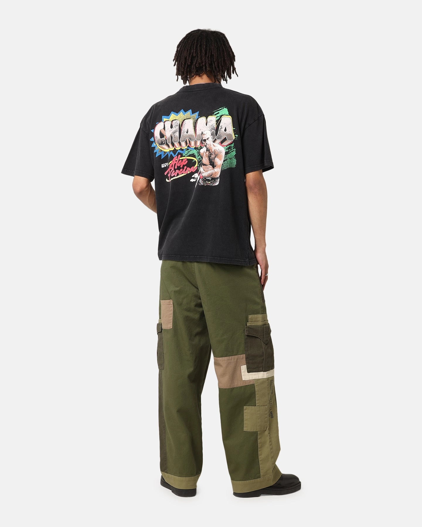 UFC By Culture Kings Alex Pereira Chama Vintage T-Shirt Black Acidwash Cozy Wear Tailored Placket