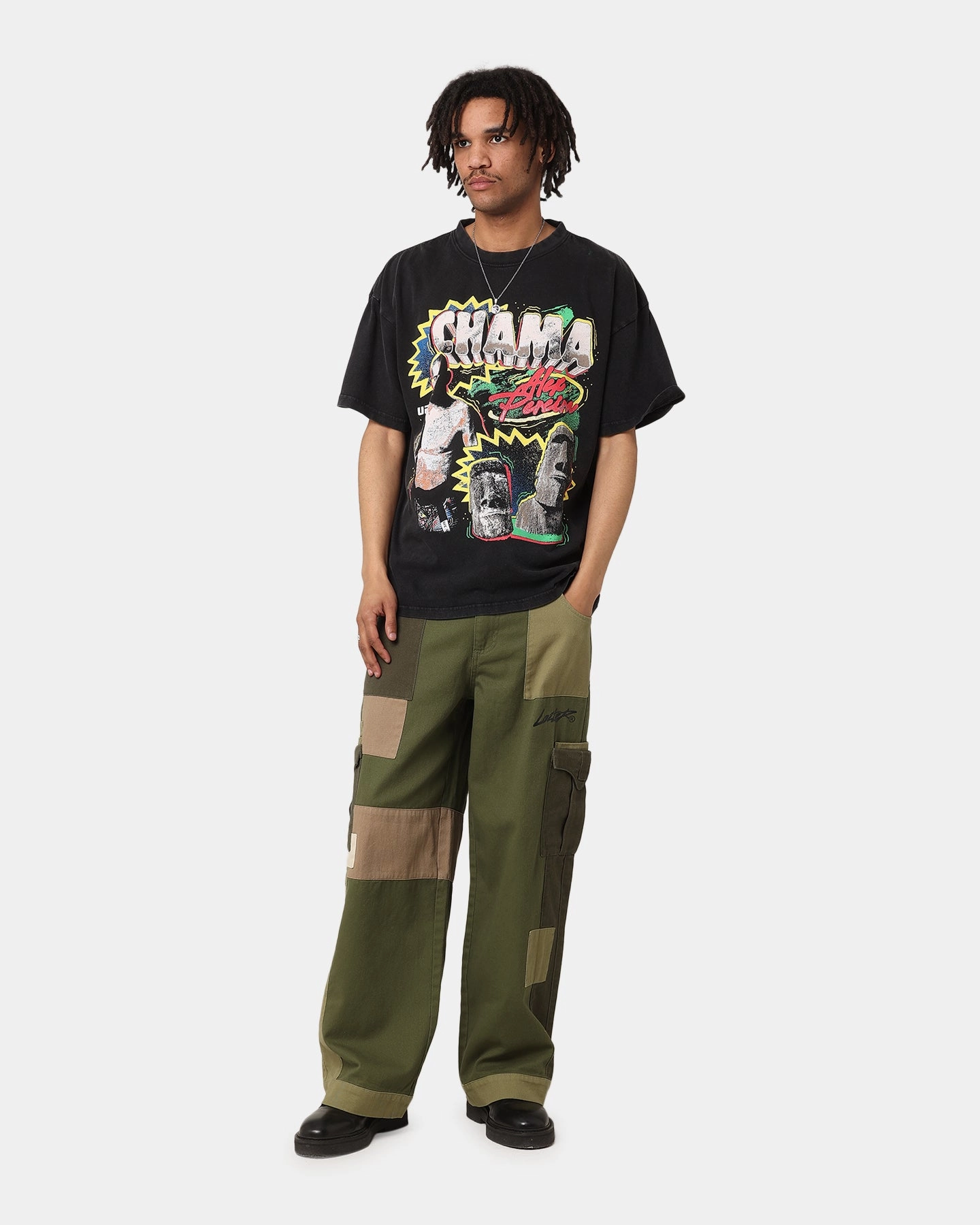 UFC By Culture Kings Alex Pereira Chama Vintage T-Shirt Black Acidwash AllPurpose Design VNeckReinforcement