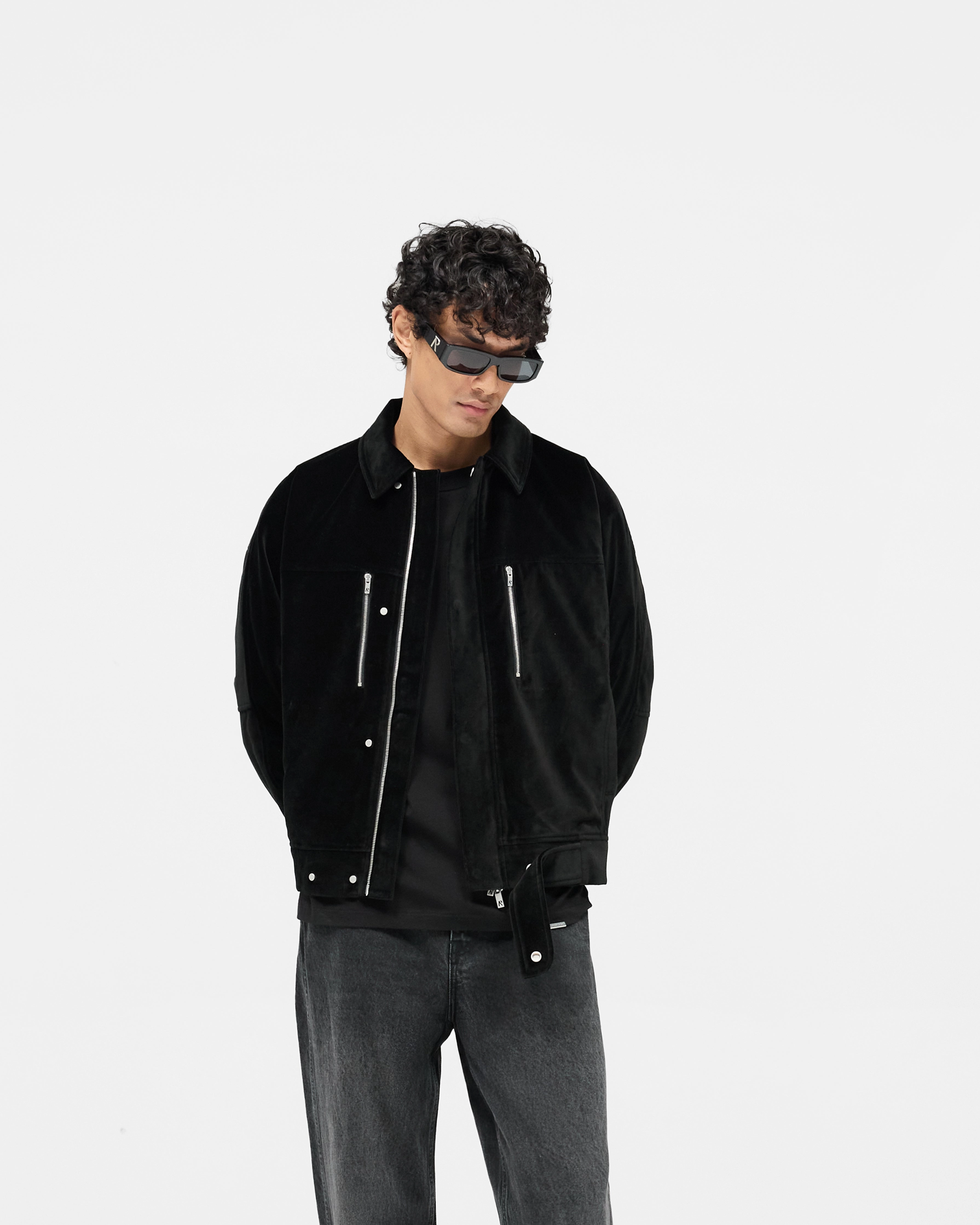 Bordeaux Brushed Jacket - Black Foldable Collar