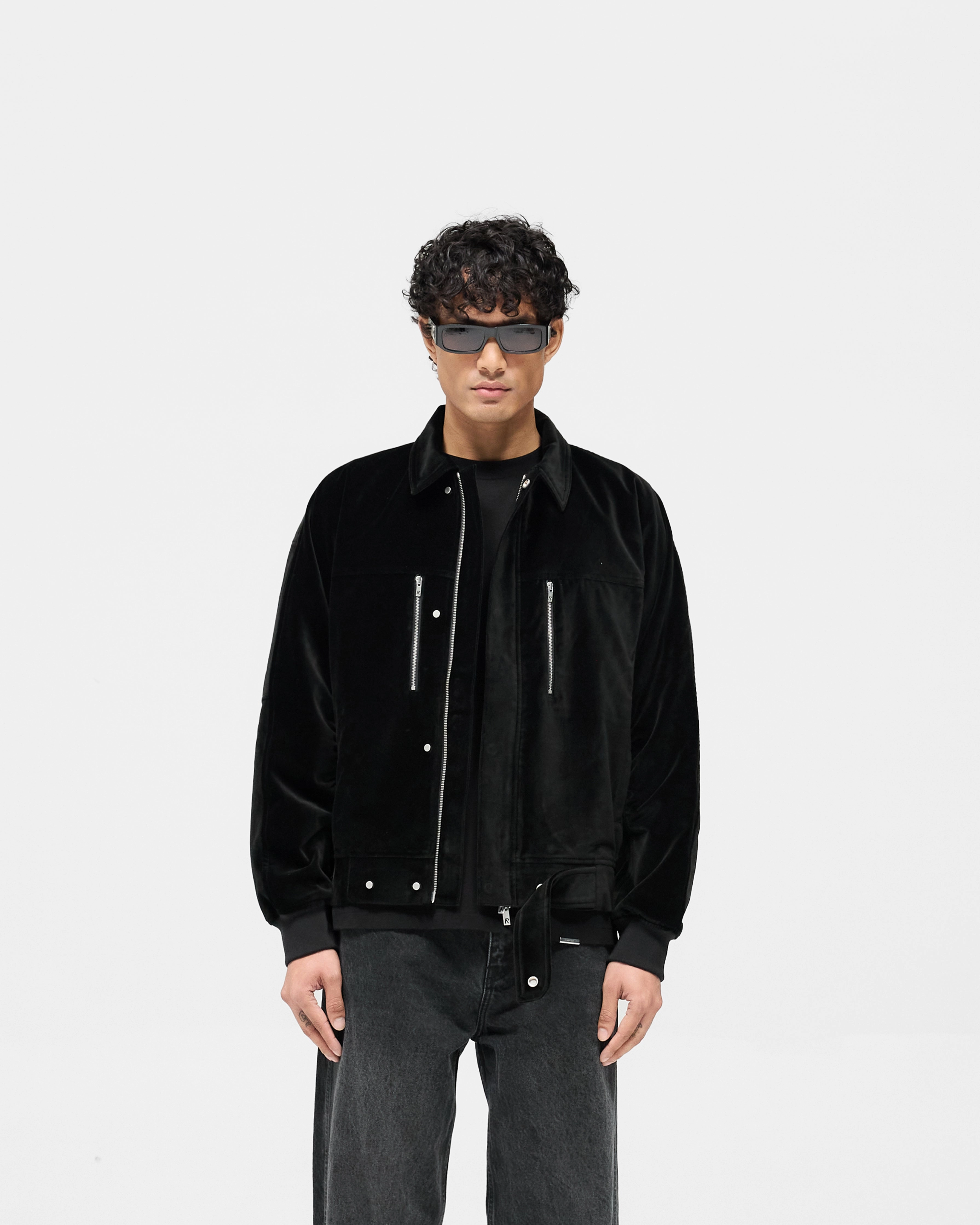 Hypoallergenic Fiber Filling Flexible Fleece Lining Bordeaux Brushed Jacket - Black