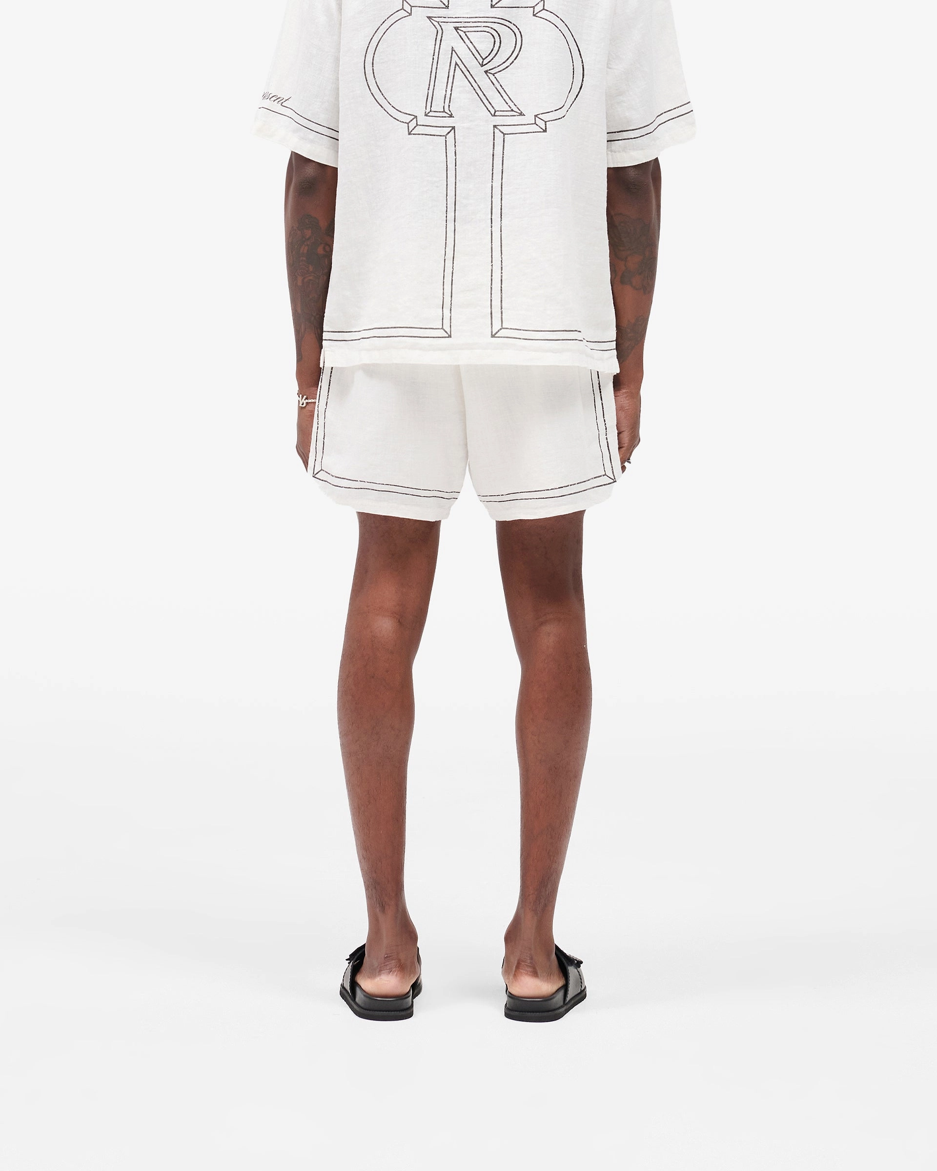 Leather shorts Lightweight Fabric Border Short - Whisper White