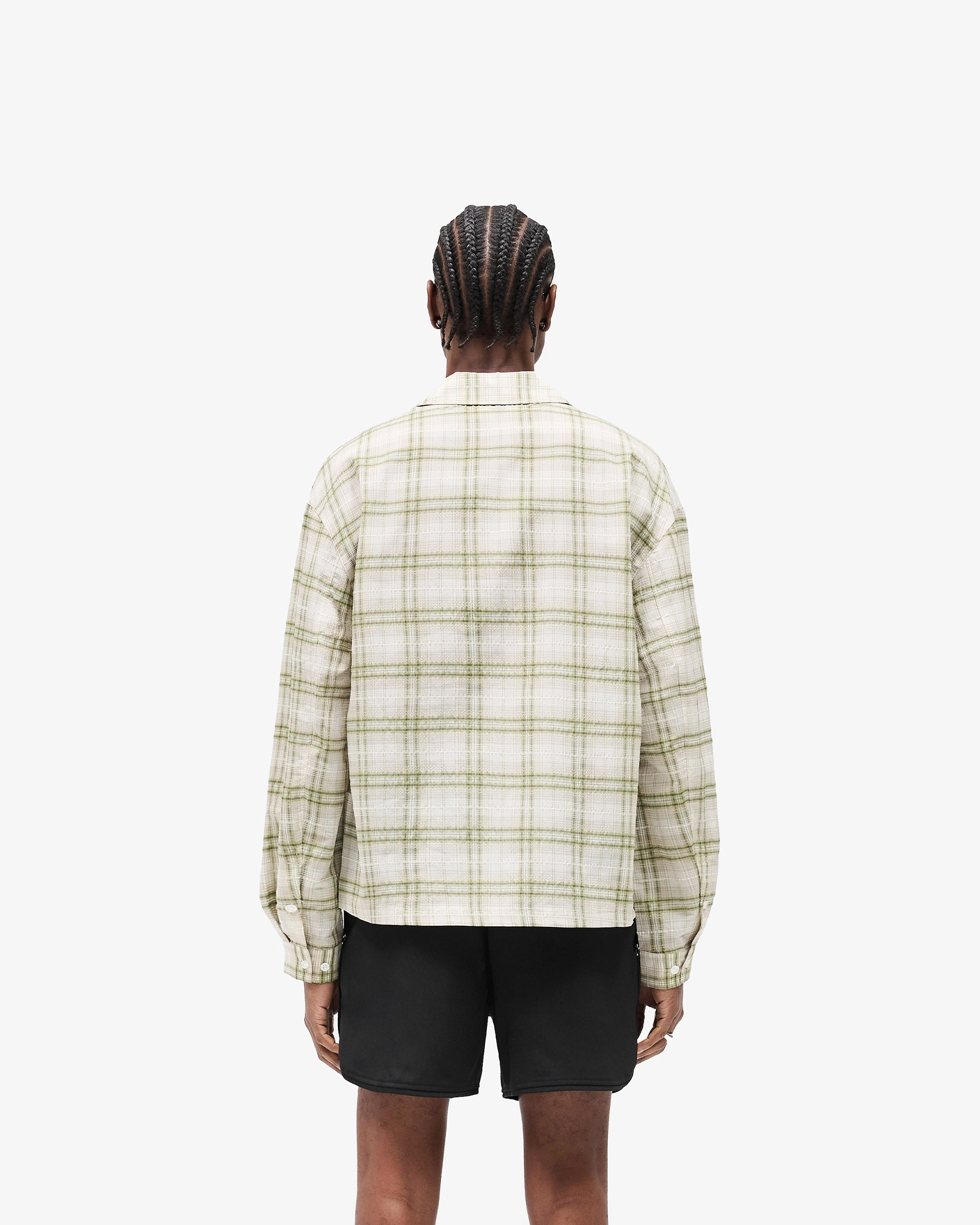Quick Release Cuffs mix and match Sheer Long Sleeve Flannel Shirt - Green
