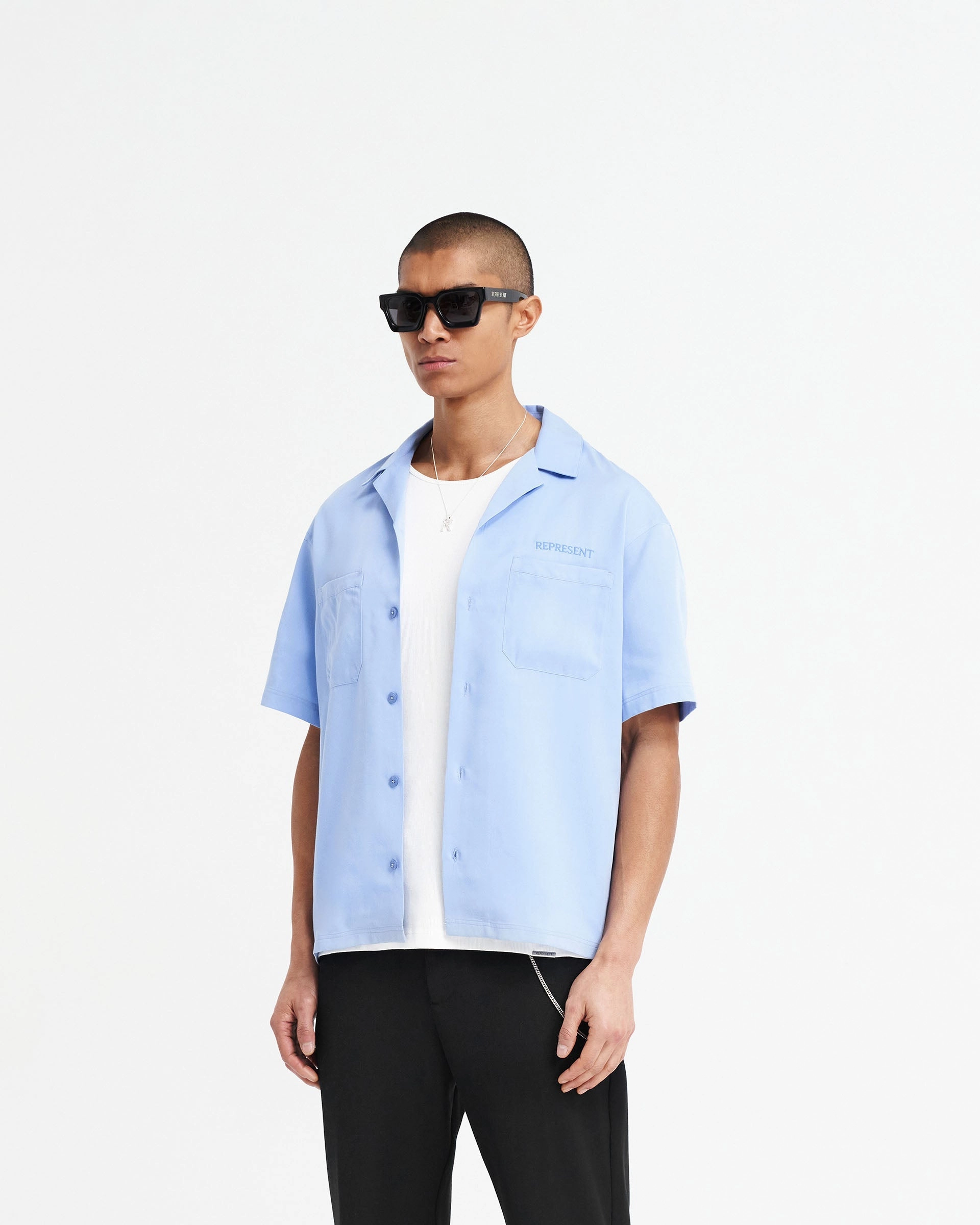 Bowling Shirt - Vista Blue Seamless Sides Reinforced Elasticity