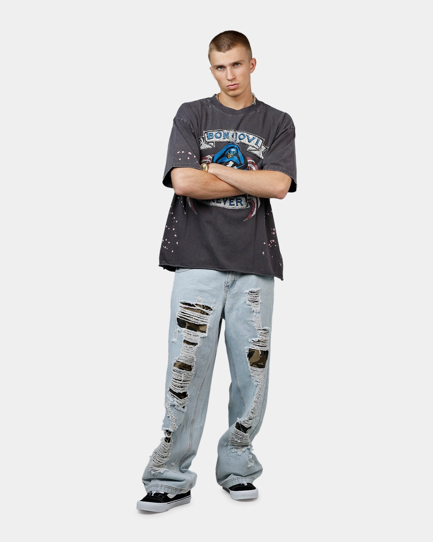 Bravado Bon Jovi Forever T-Shirt Washed Black Odor Resistant Treatment