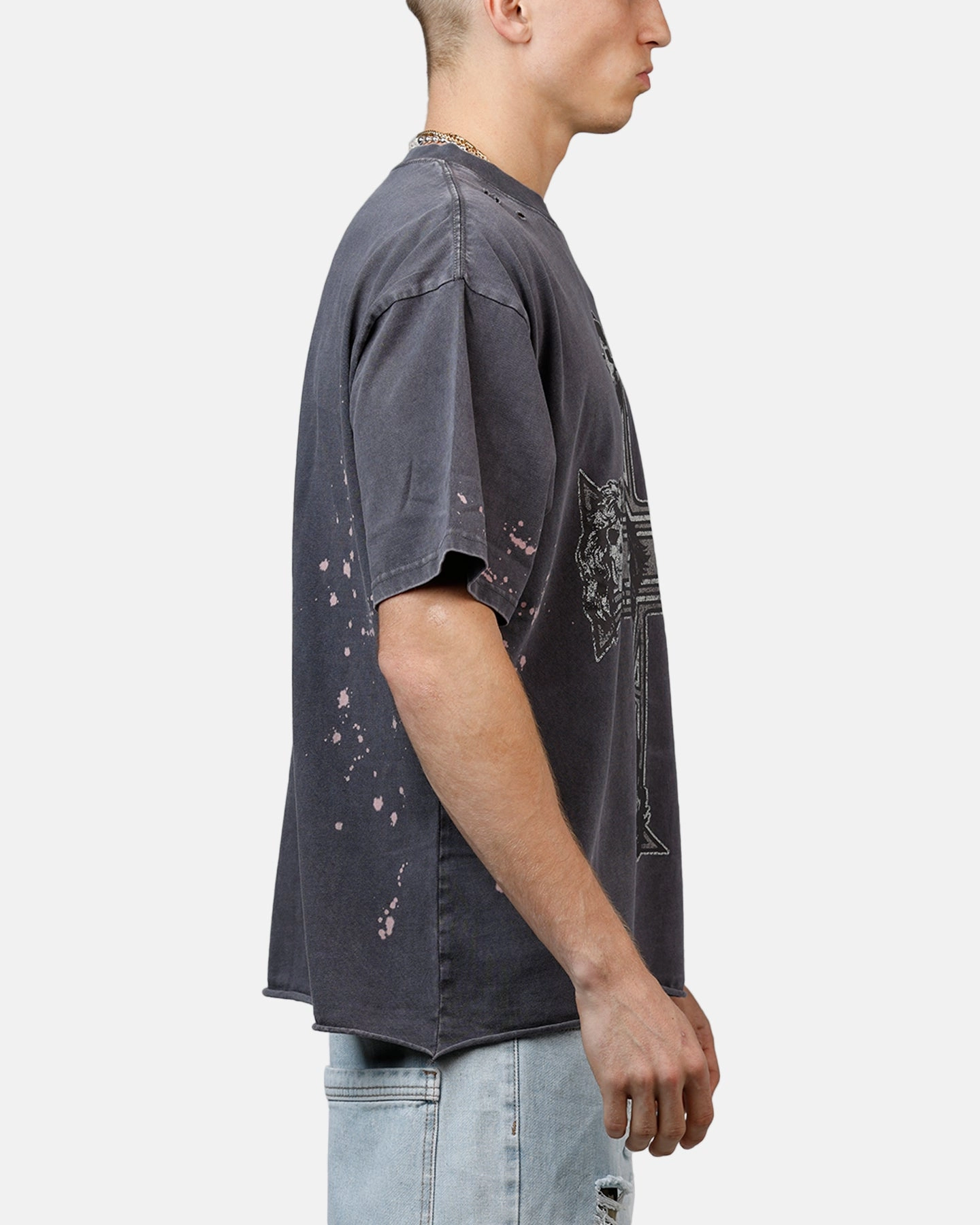 Oversized Silhouette Bravado Guns N Roses Cross T-Shirt Washed Black