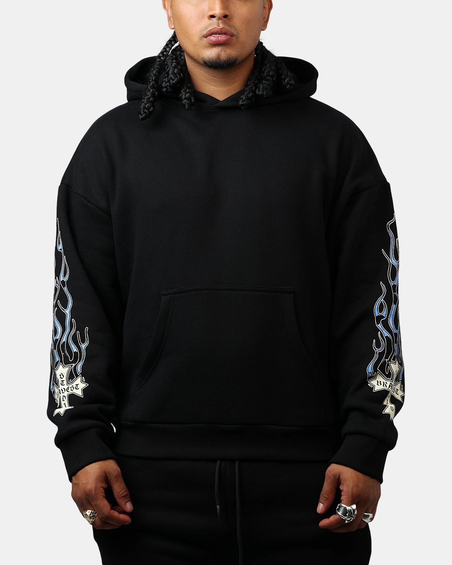 Temperature Regulating Fabric Flexible Knit Bravest Eternal Hoodie Black/Blue