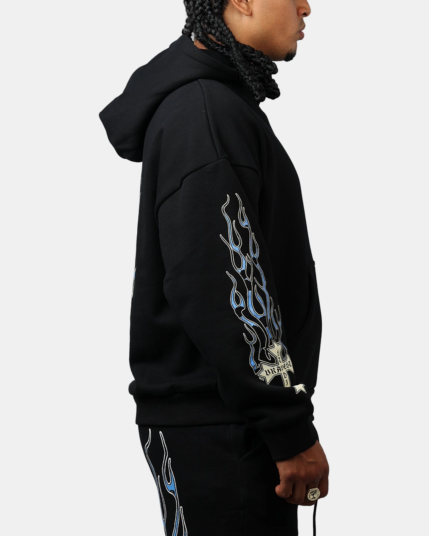 Bravest Eternal Hoodie Black/Blue Flexible Waistband Tapered Side Panels