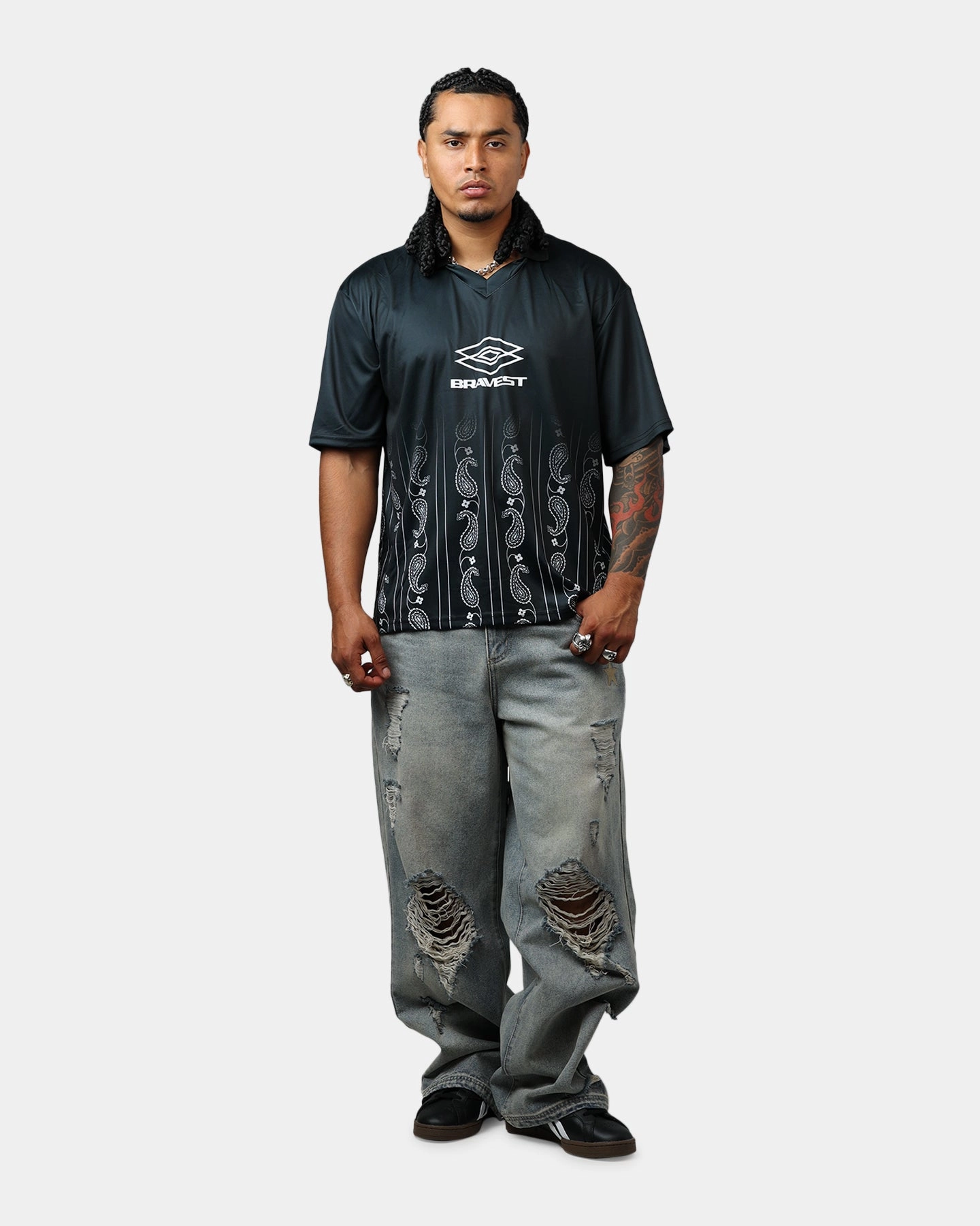 Bravest Paisley Jersey Black Elegant Cardigan CollapsibleFrame