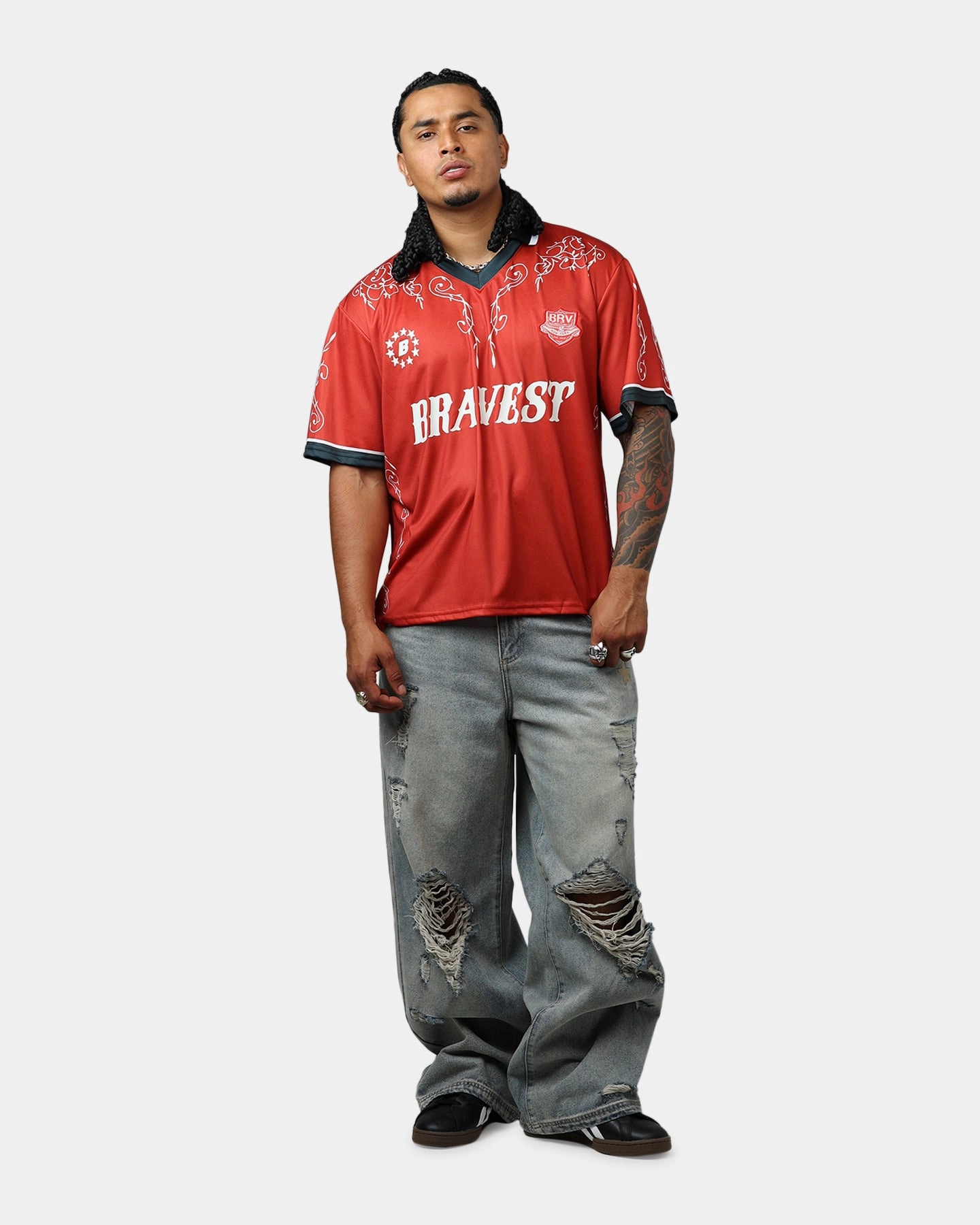 Layered Sleeve Classic Hoodie Bravest Western Jersey Red