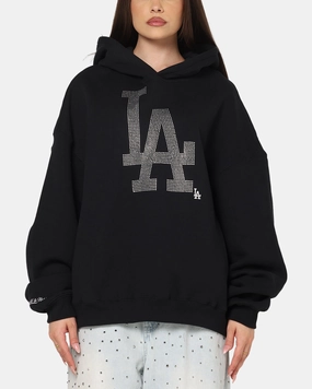 Mitchell & Ness Los Angeles Dodgers Rhinestone Hoodie Faded Black Double Needle Hemming Versatile Design