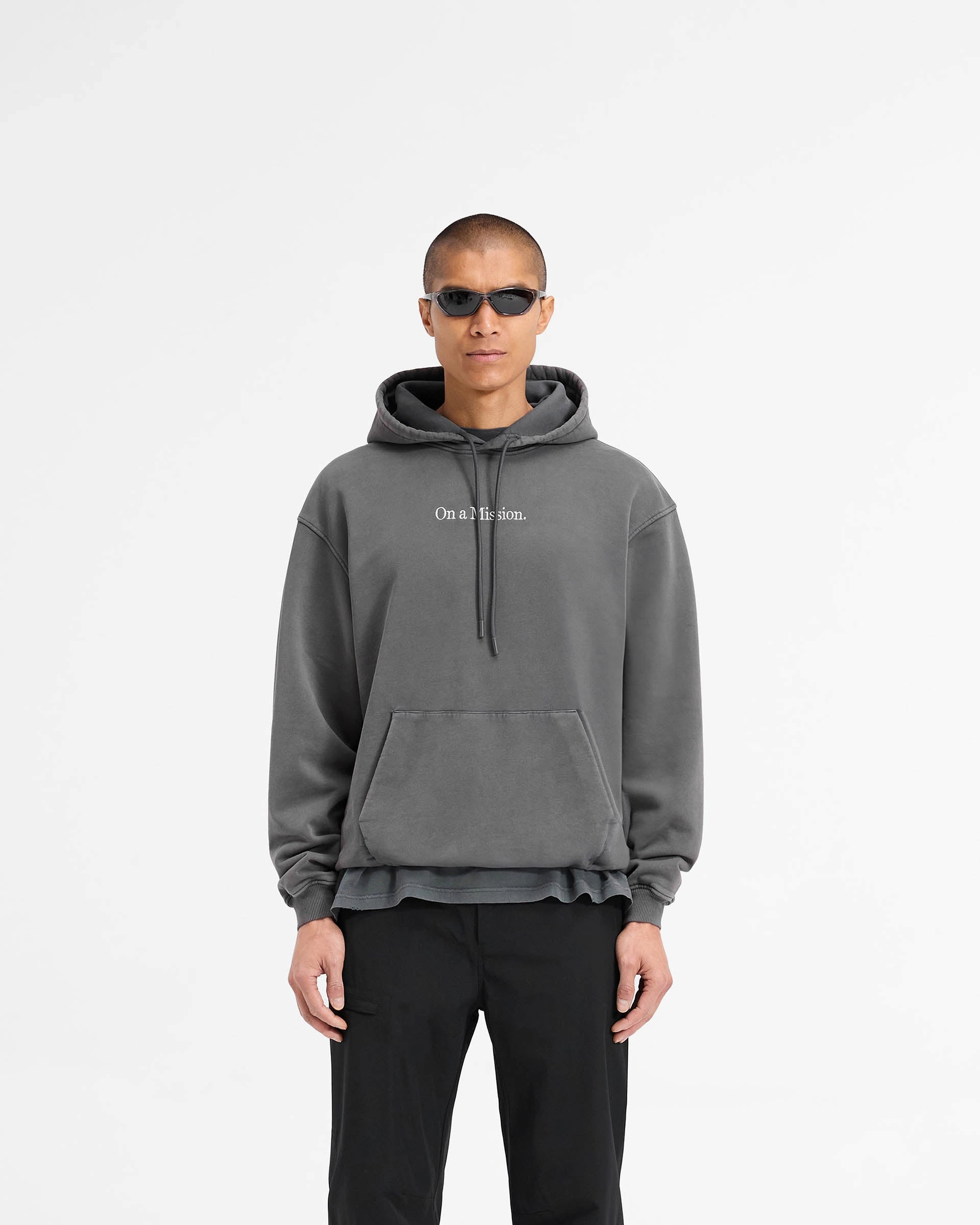 247 On A Mission Hoodie - Aged Black Heathered Texture