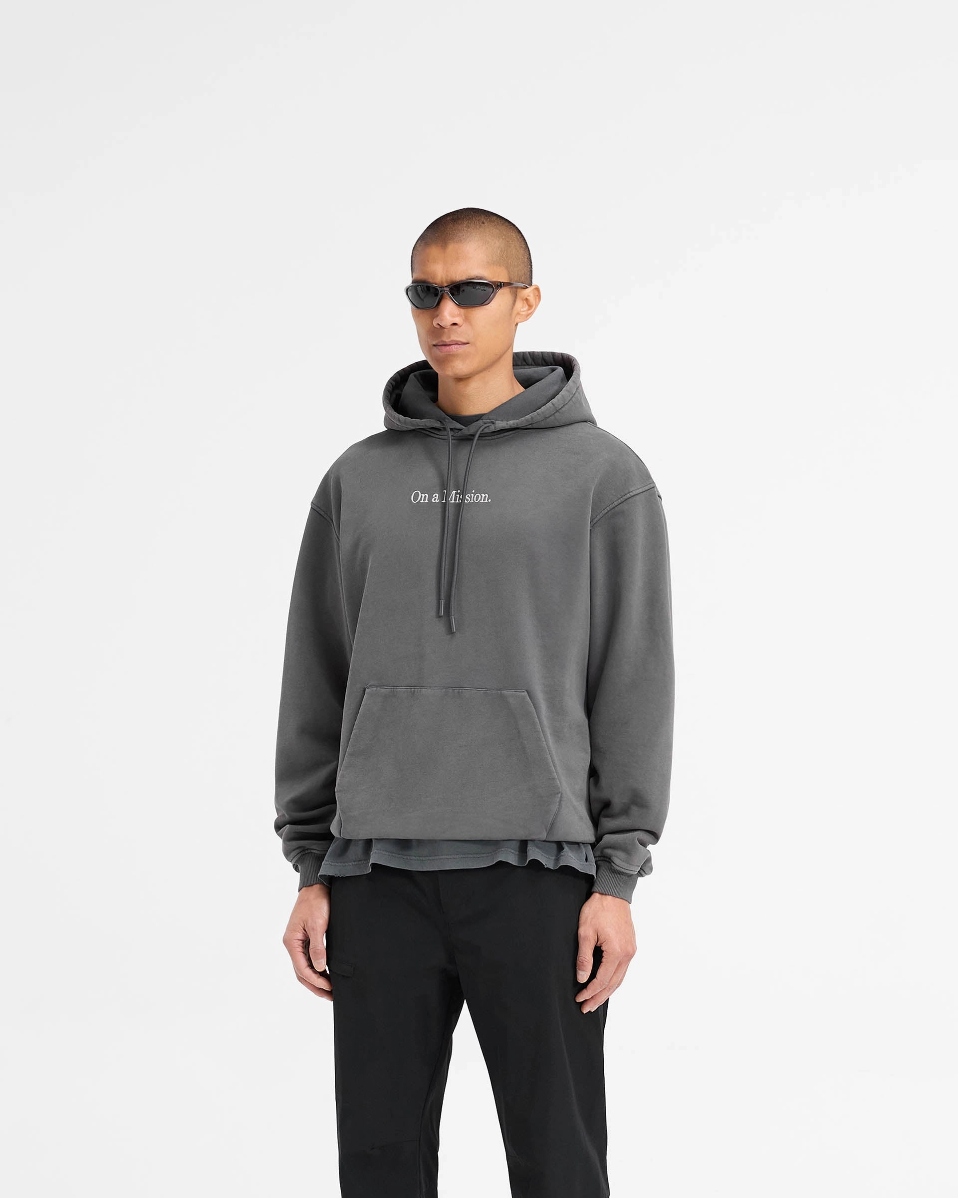 Stretch Fit Design 247 On A Mission Hoodie - Aged Black