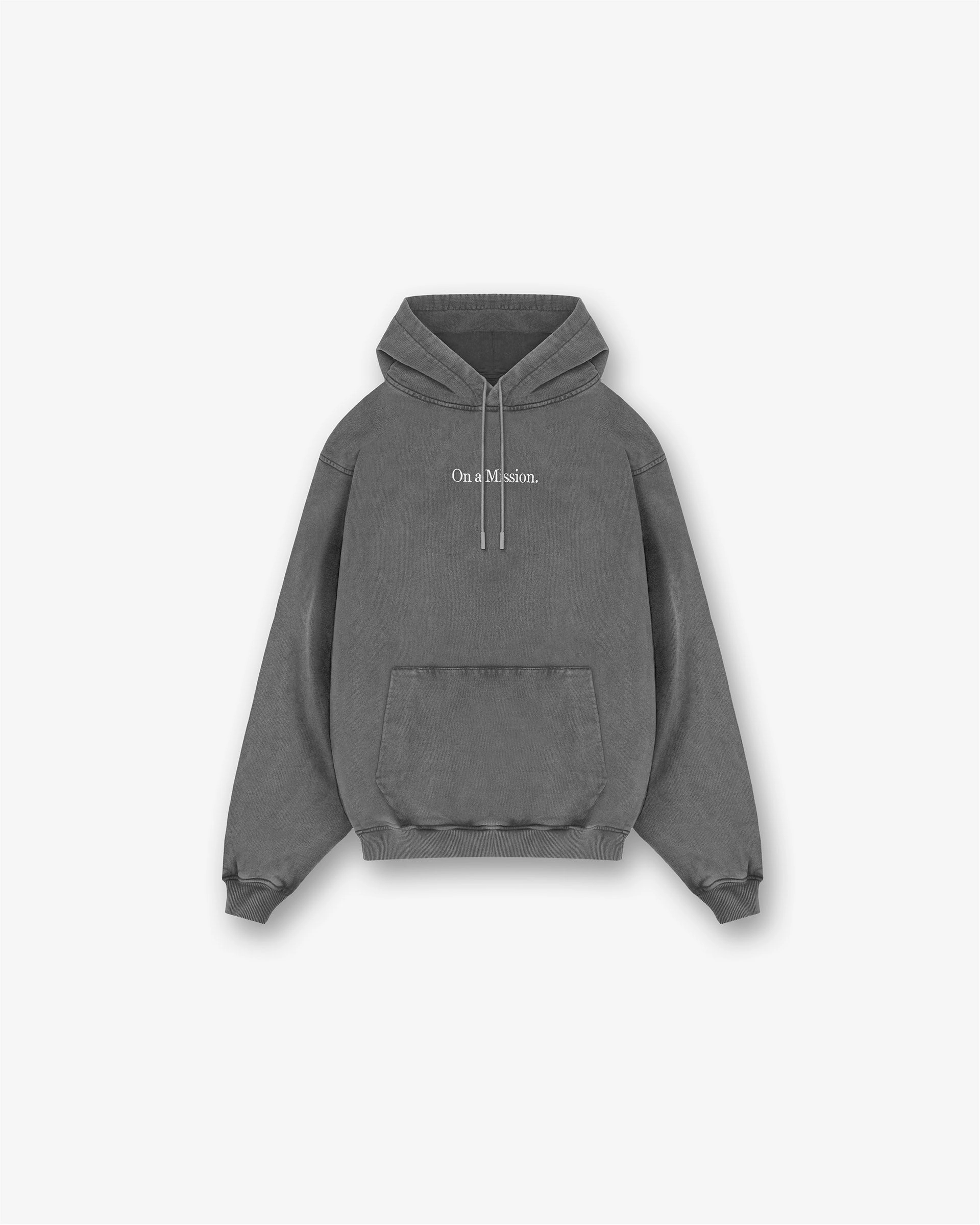 247 On A Mission Hoodie - Aged Black Fluffy look