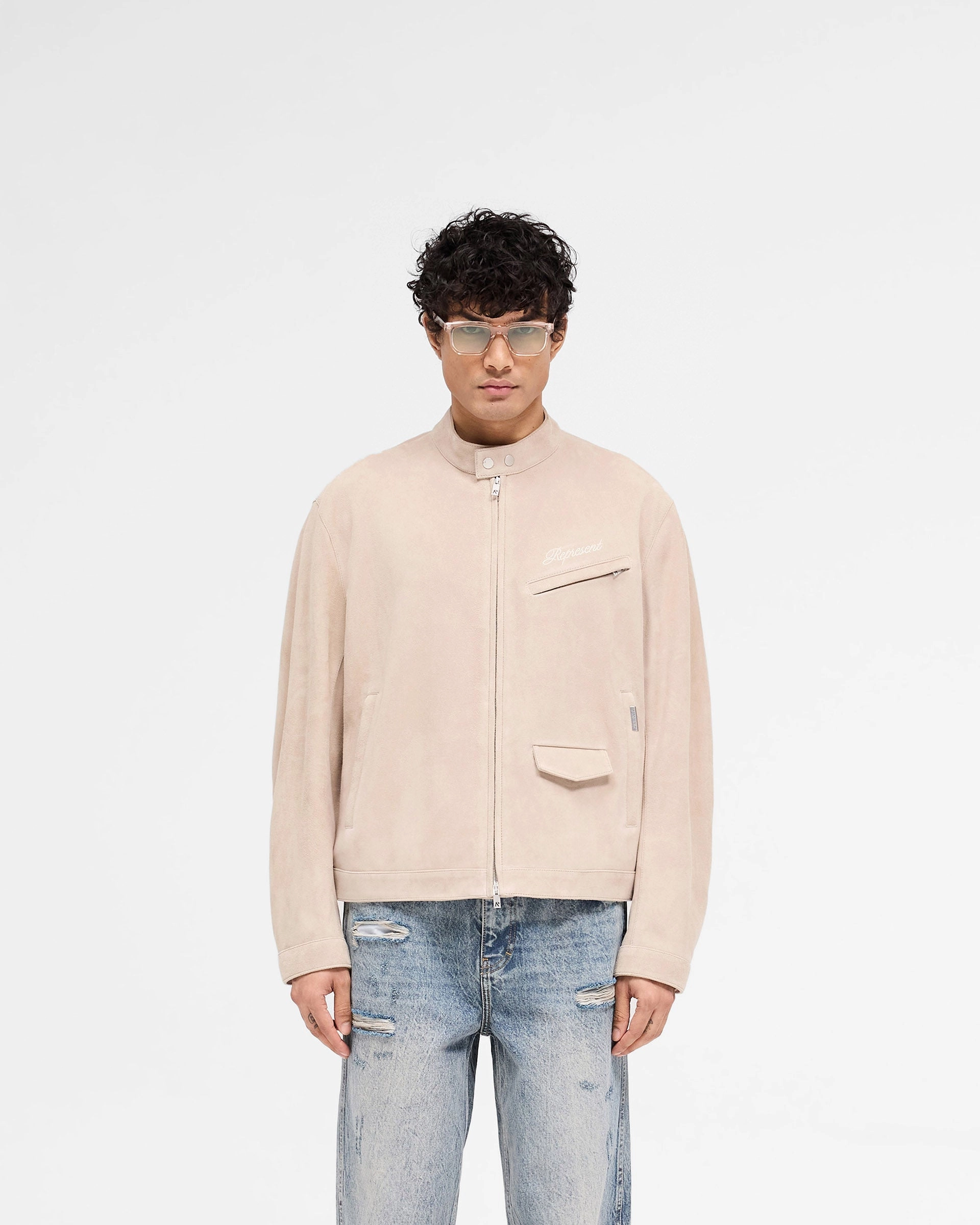 Overdrive Suede Jacket - Beige ConvertibleCollar PerimeterStructuralBoning