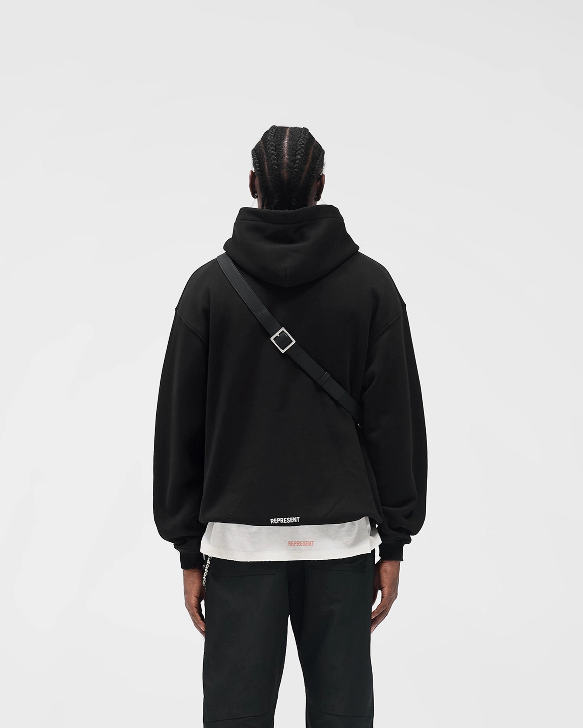 Hidden Pocket Compartments Initial Star Hoodie - Jet Black