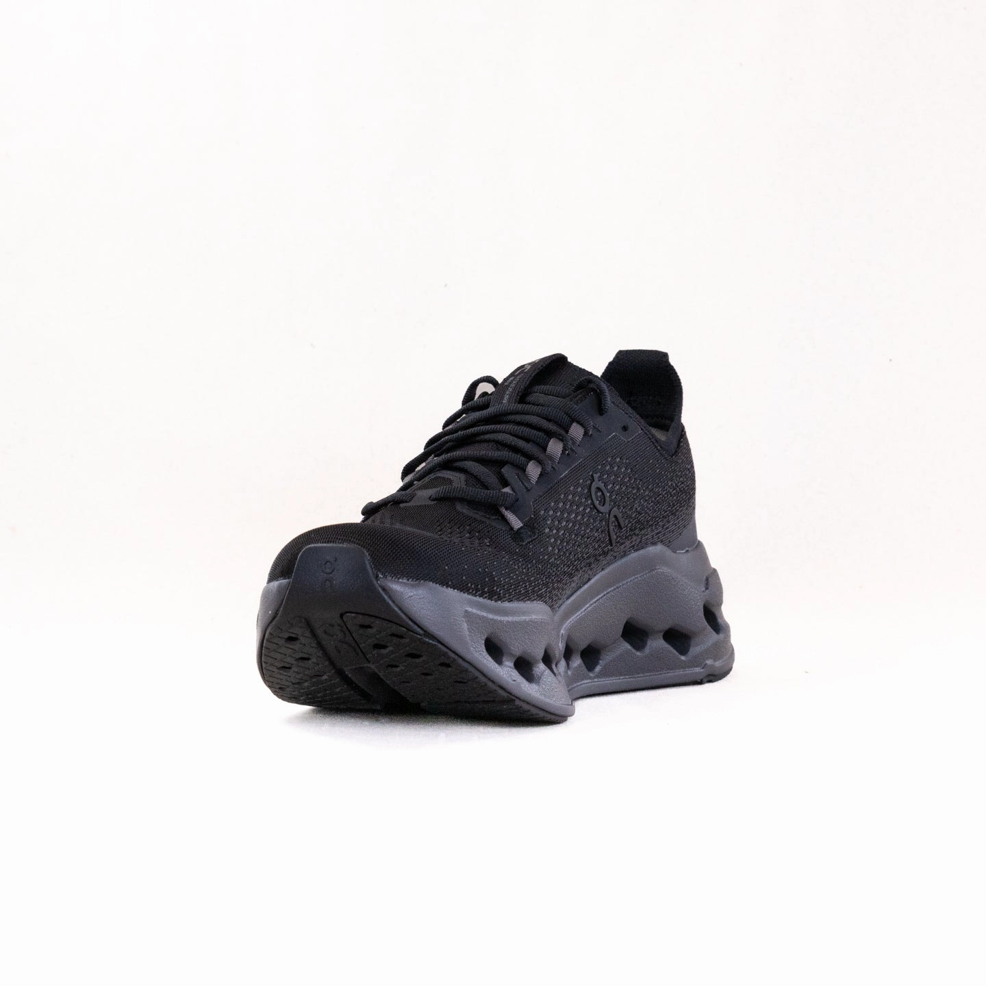 On Cloudsurfer Max (Men's) - Black/Eclipse running in a basketball court area shoes Neutral Stance