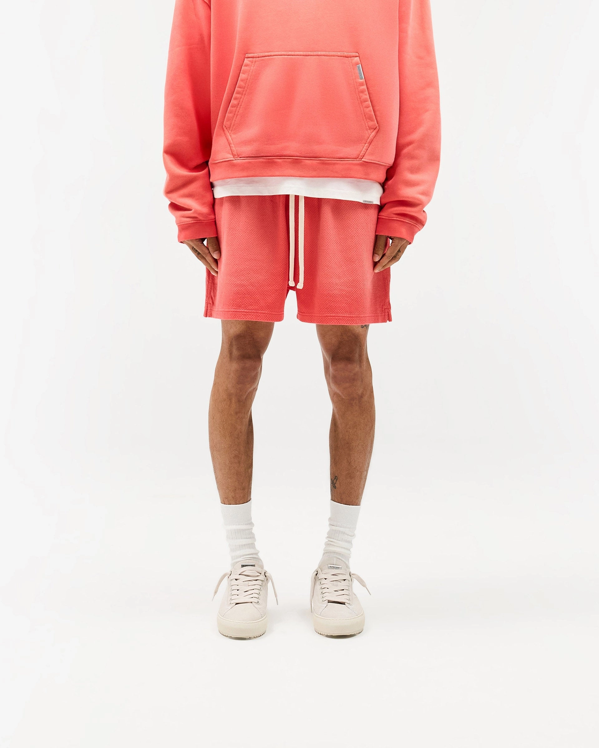 Effortless Look Modern Fit Initial Mesh Shorts - Vintage Red