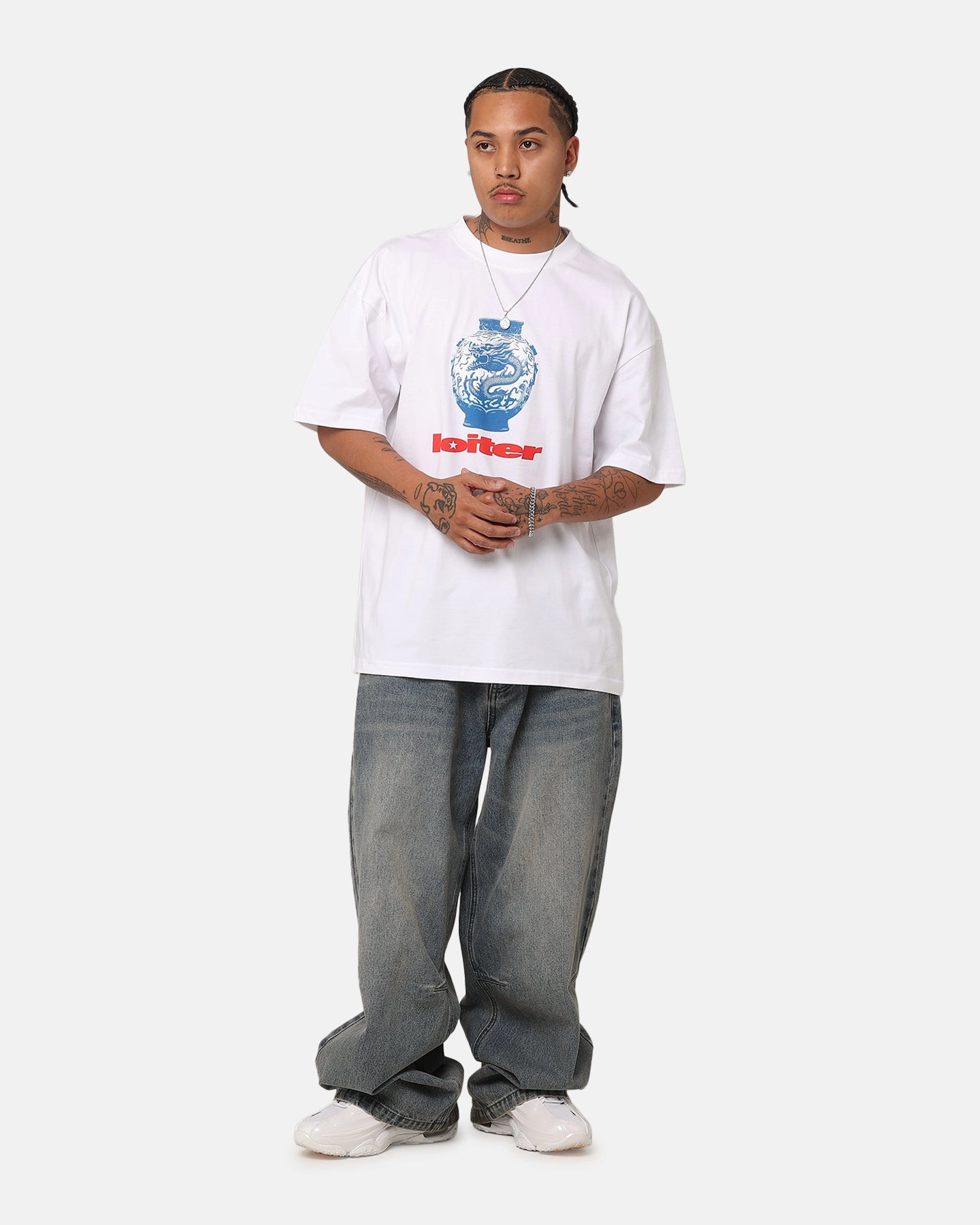 Loiter Fine China T-Shirt White DoubleStitching