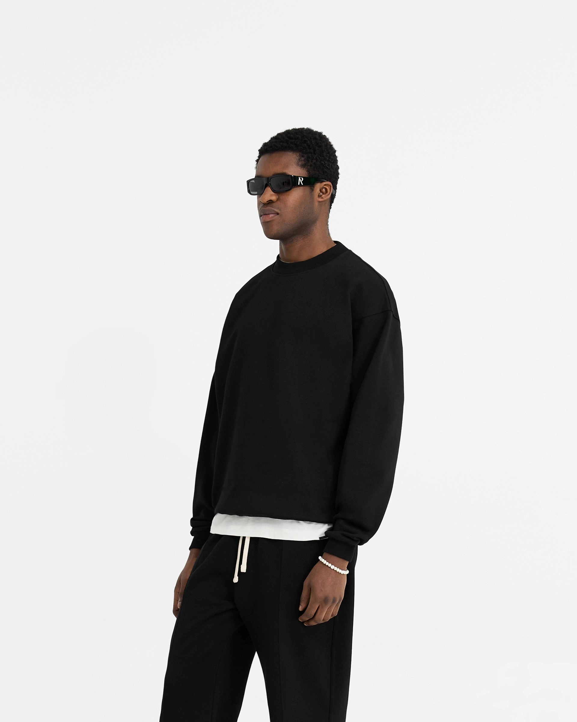 Essential Comfort Clean Finish Initial Oversized Sweater - Black