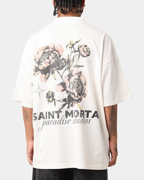 Double Faced Jersey Knit Saint Morta Wildflower T-Shirt Off White