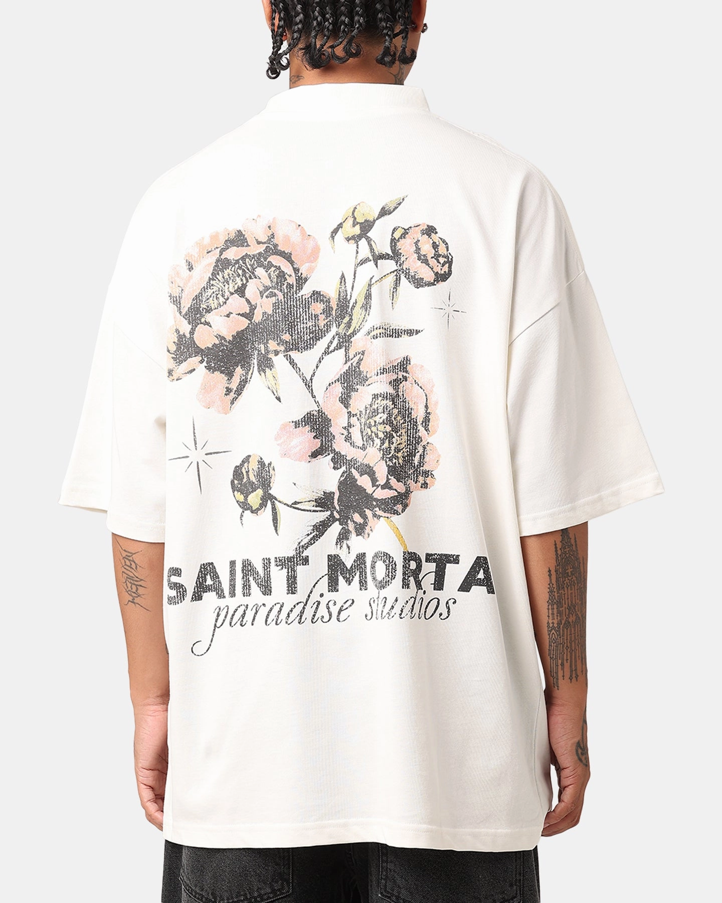 Double Faced Jersey Knit Saint Morta Wildflower T-Shirt Off White
