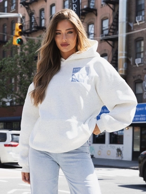 Brooklyn 610 Oversized Hoodie - Marl White Game day wear Hippo like