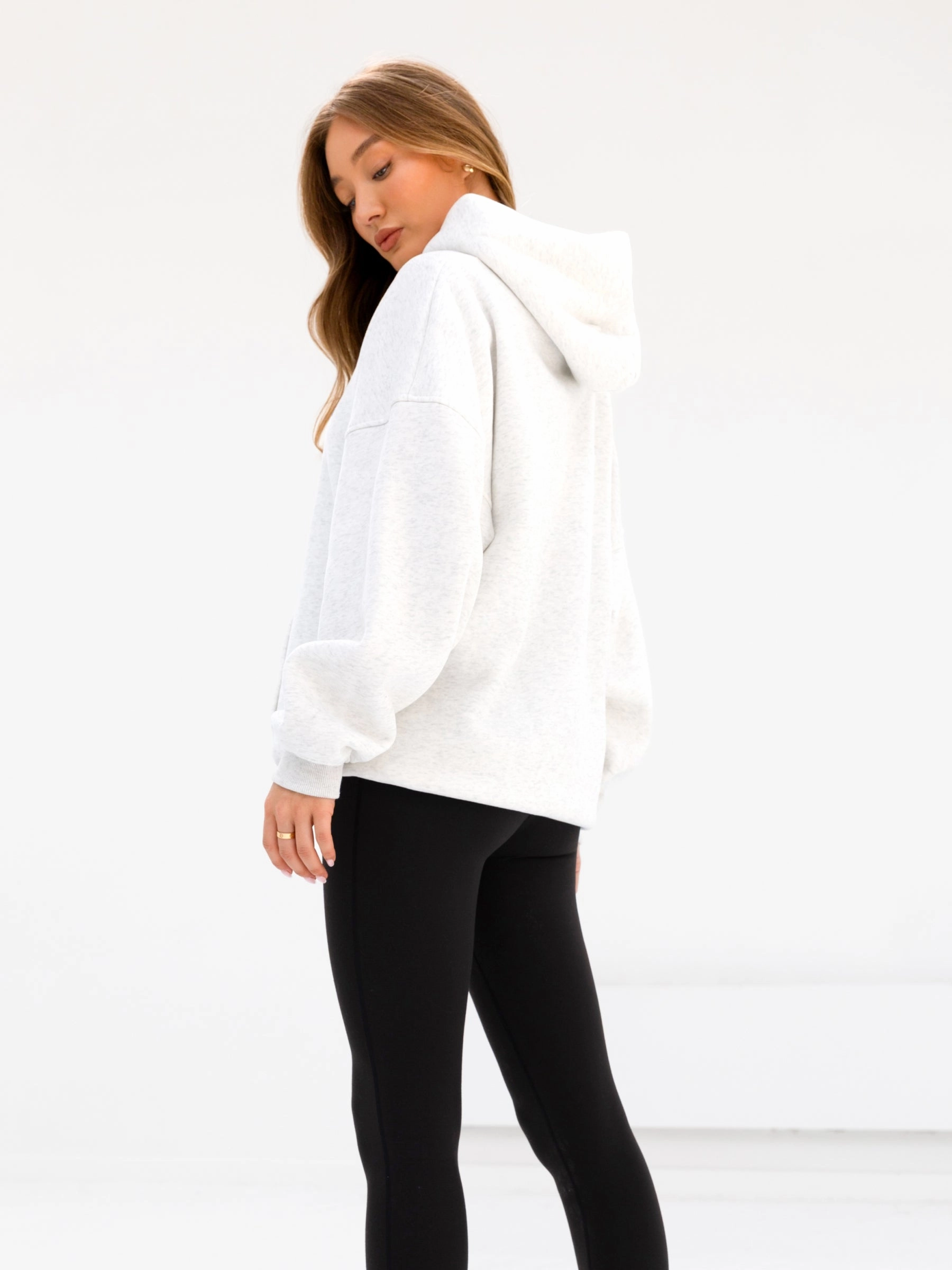 Corduroy feel swimming cover-up Brooklyn 610 Oversized Hoodie - Marl White