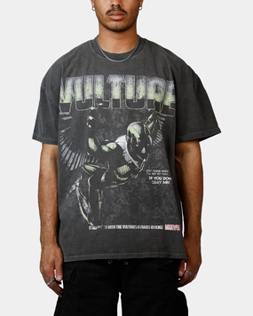 Goat Crew Marvel Sinister Six Vulture Heavyweight T-Shirt Black Wash Two Tone Weave Snag Resistant Fabric
