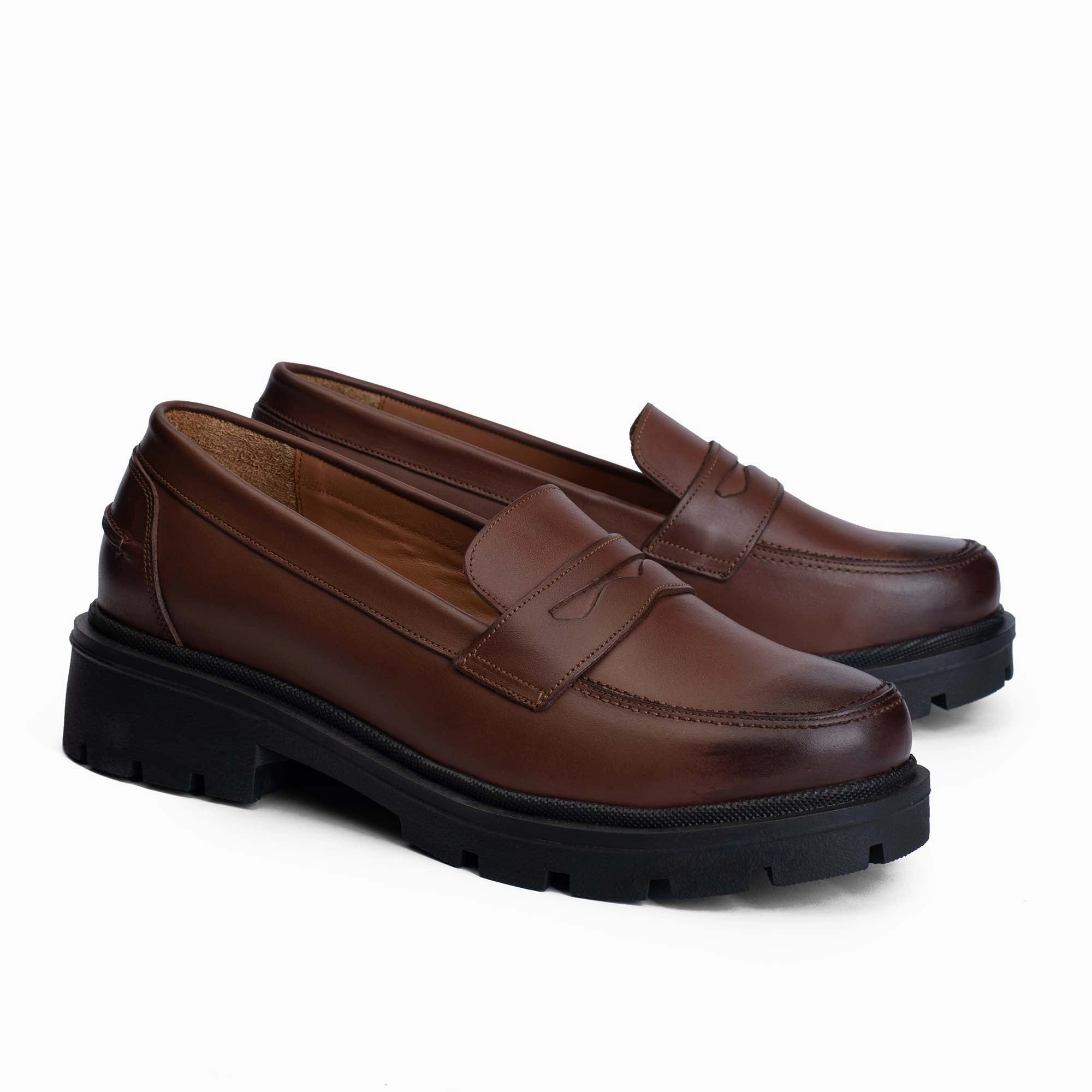 Brio Modern Platform Loafers-BROWN Book Spot