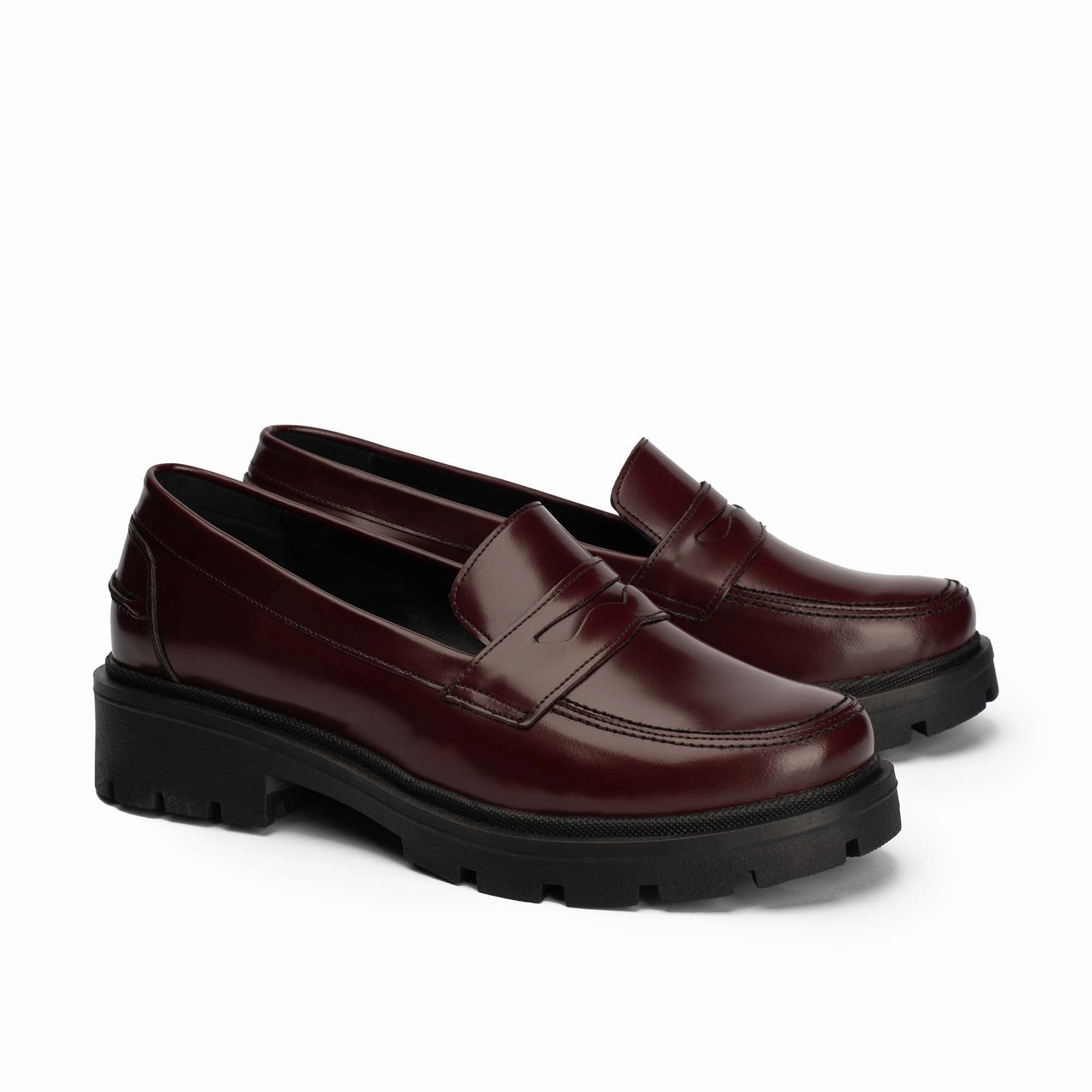 Slow Pace Wide Path Lane Brio Modern Platform Loafers-Burgundy