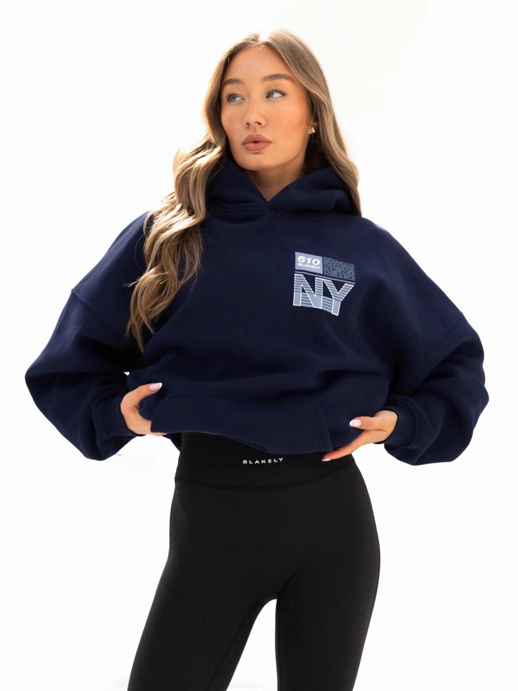 Brooklyn 610 Oversized Hoodie - Navy Thermal Reflective Lining
