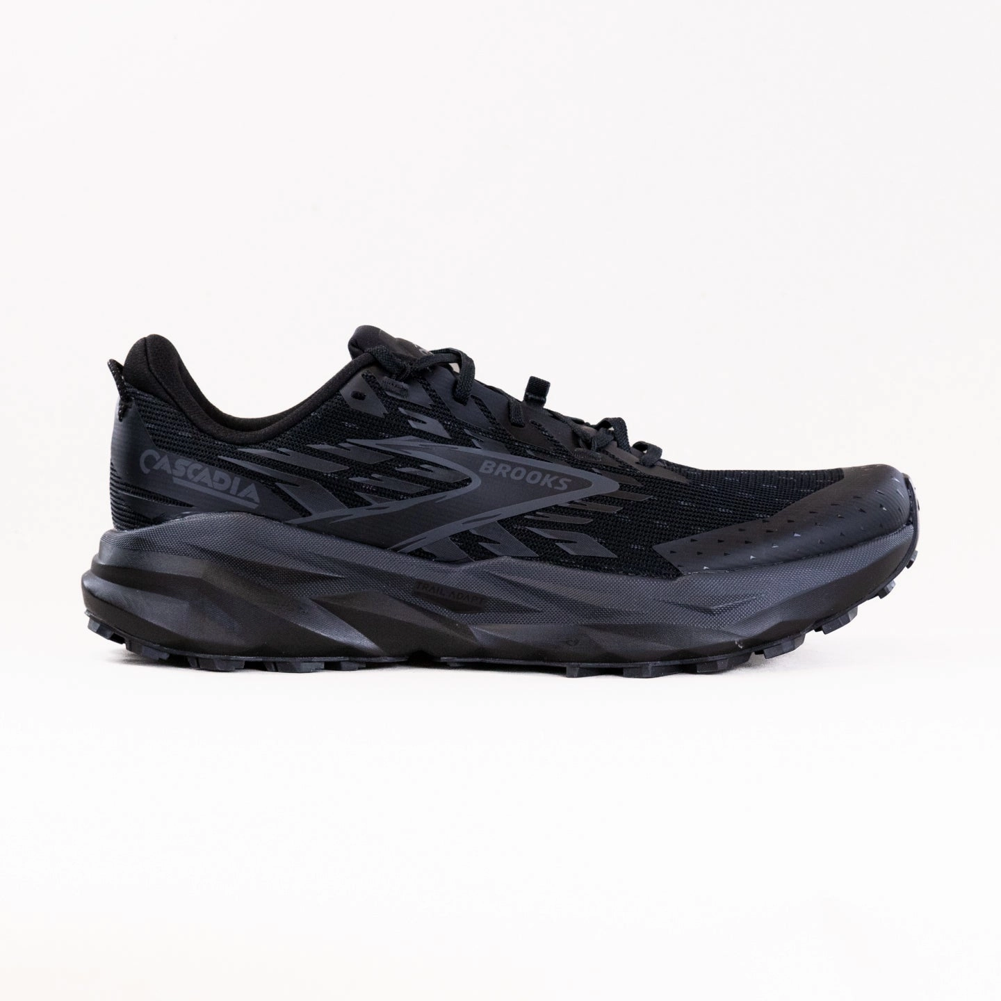 Brooks Cascadia 19 (Men's) - Black/Ebony/Ebony Traction Lug Pattern reflective - details shoes