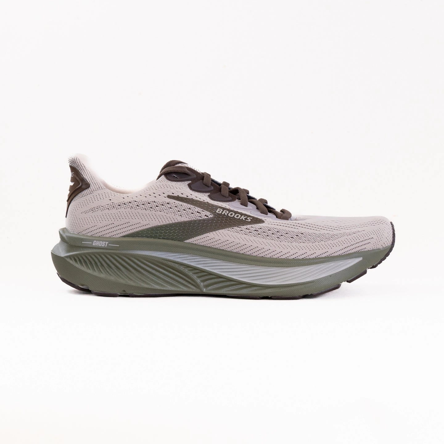 Slip Resistant Grip Brooks Ghost 17 (Men??s) - Chateau Gray/Brown/Olive