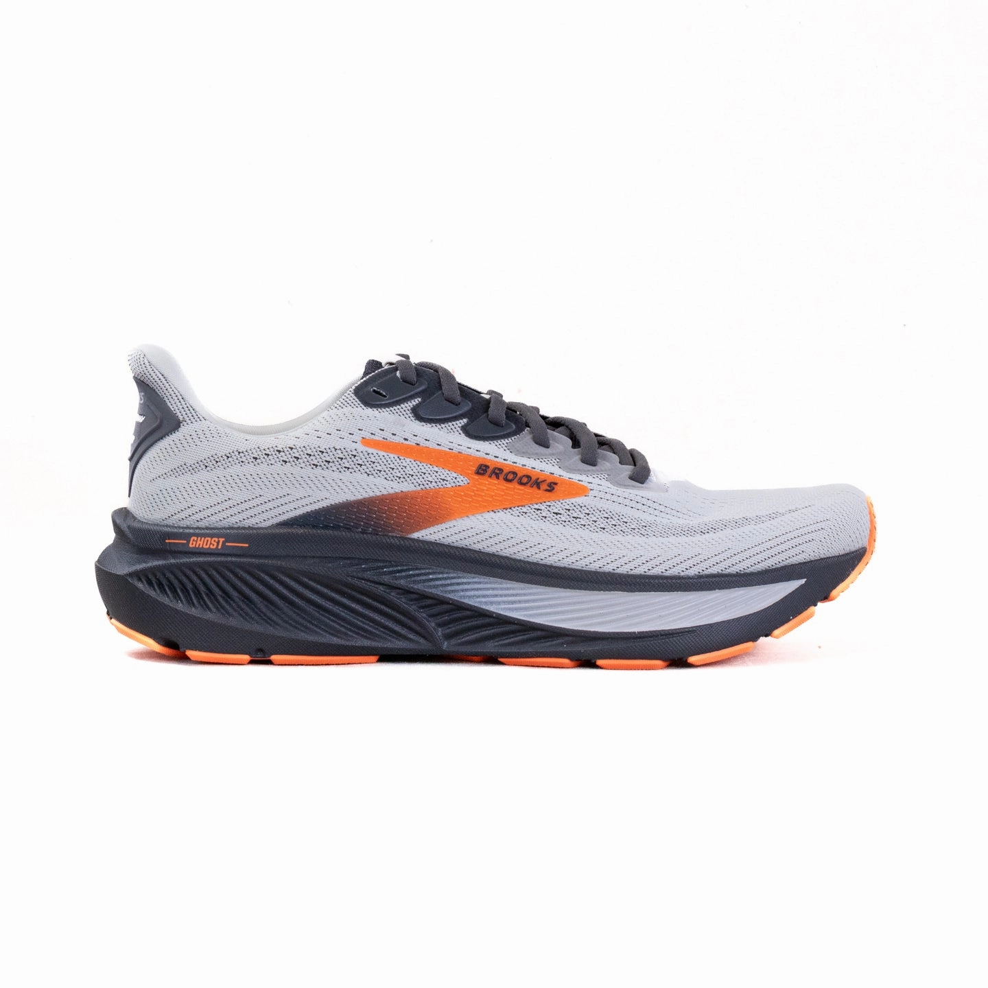 Contoured Footbed Geometry Lockdown Lace Loop Brooks Ghost 17 (Men??s) - Oyster Mushroom/Orange/Ebony
