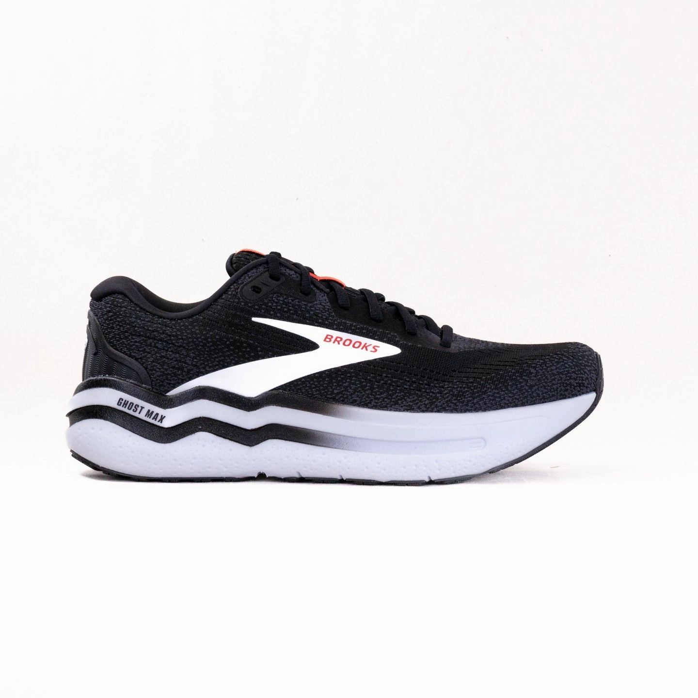 high - arched Performance Boost Brooks Ghost Max 2 (Men's) - Black/White/Fiery Red