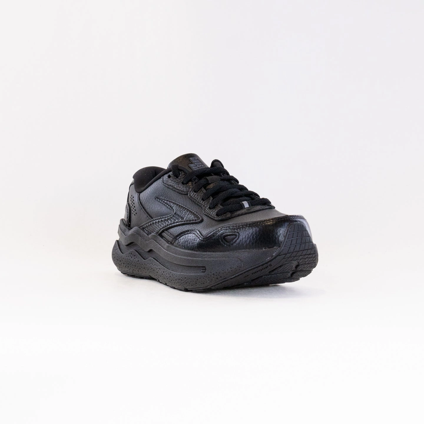 hot - weather running gear mid - top Brooks Ghost Max Leather (Men's) - Black/Black