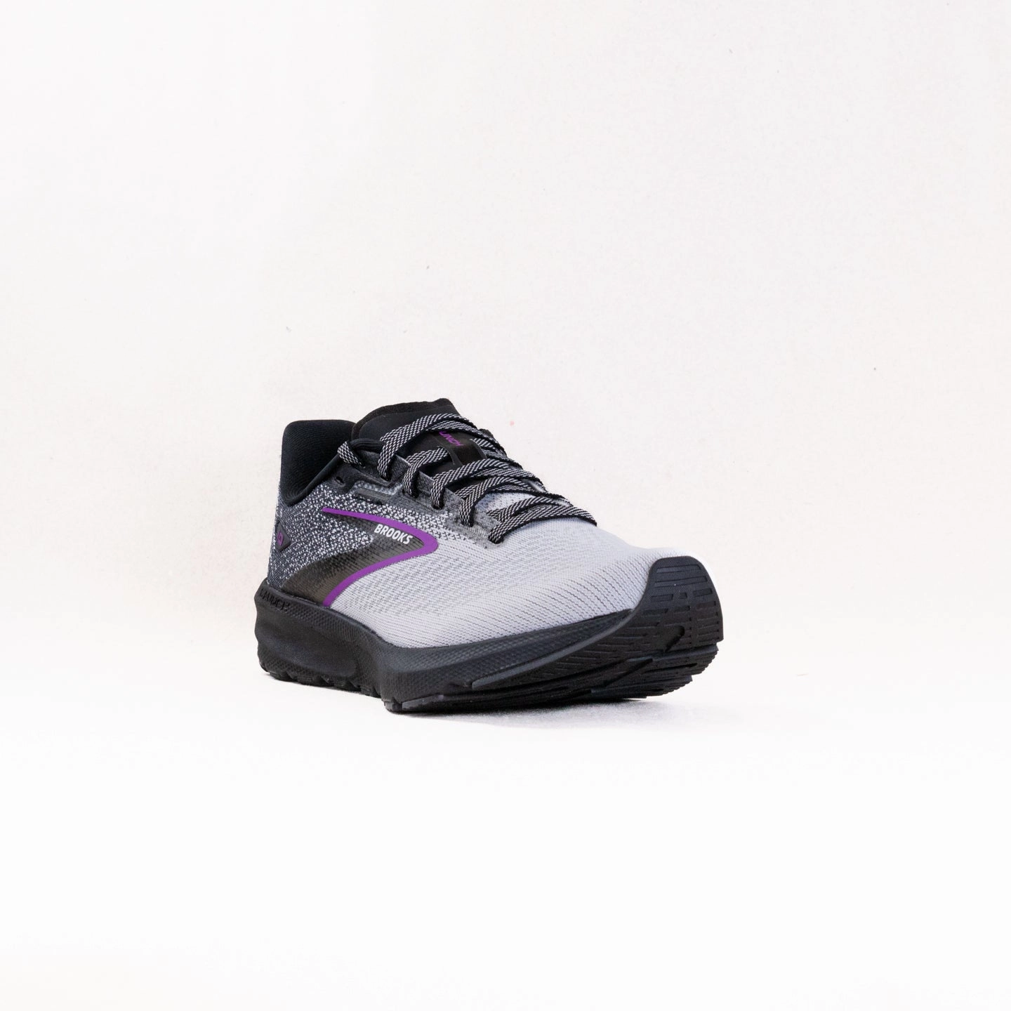 Brooks Launch 10 (Women's) - Black/White/Violet Compression Molded Collar cushioning - shoes