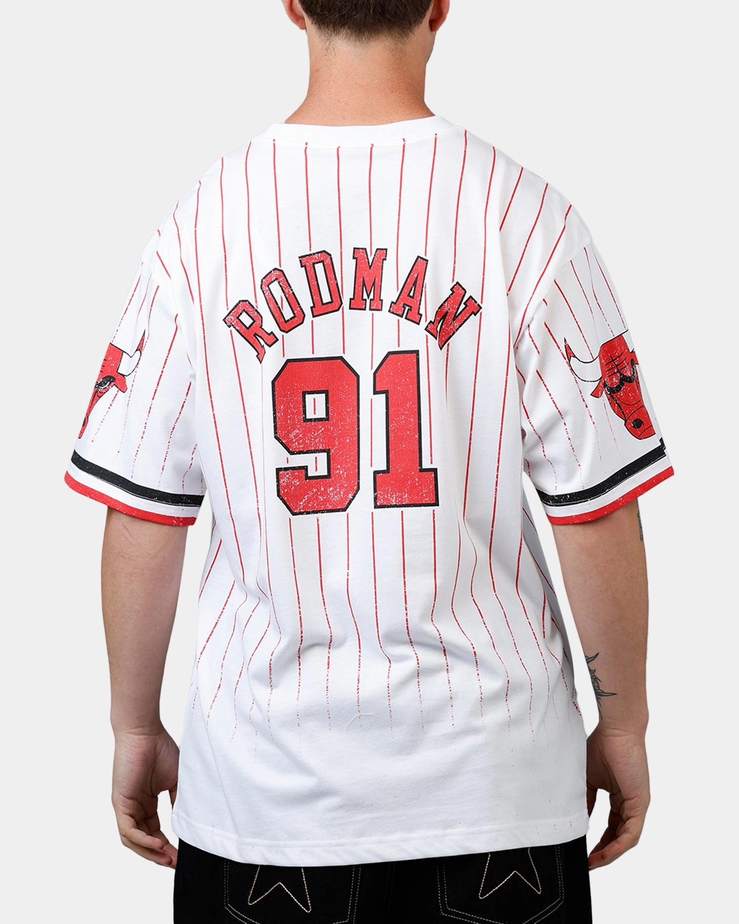 Mitchell & Ness Chicago Bulls Dennis Rodman Playmaker T-Shirt White Summer Sweater