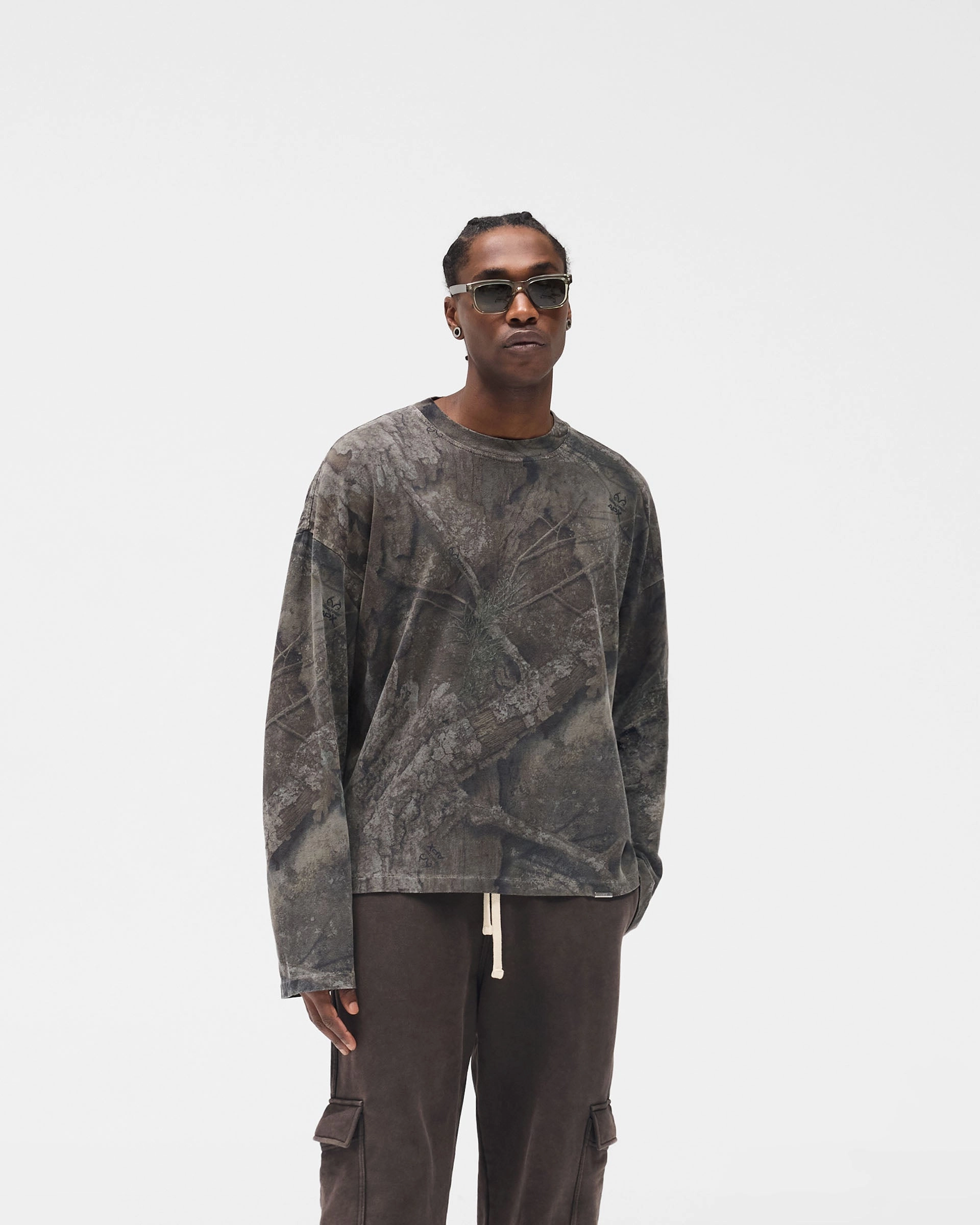 LayeredHemDetails Initial Overdye Realtree? Long Sleeve T-Shirt - Overdyed Black