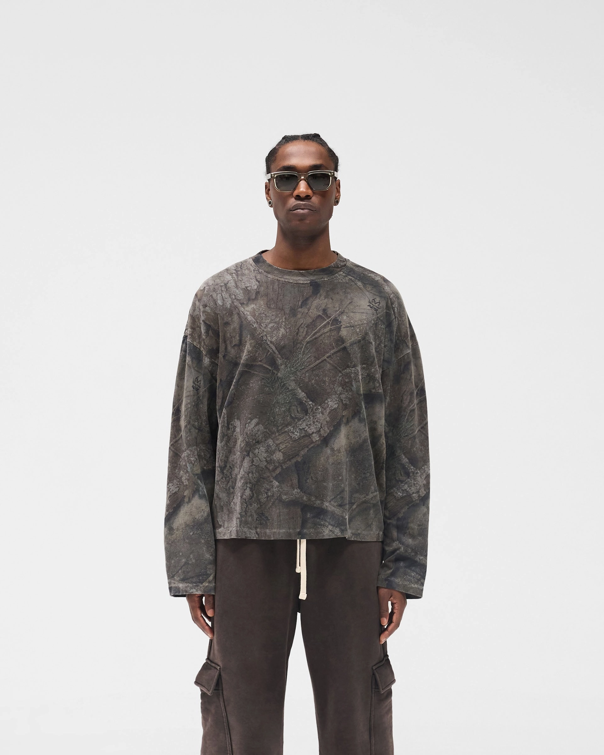 Initial Overdye Realtree? Long Sleeve T-Shirt - Overdyed Black Comfort Waist Gym clothing