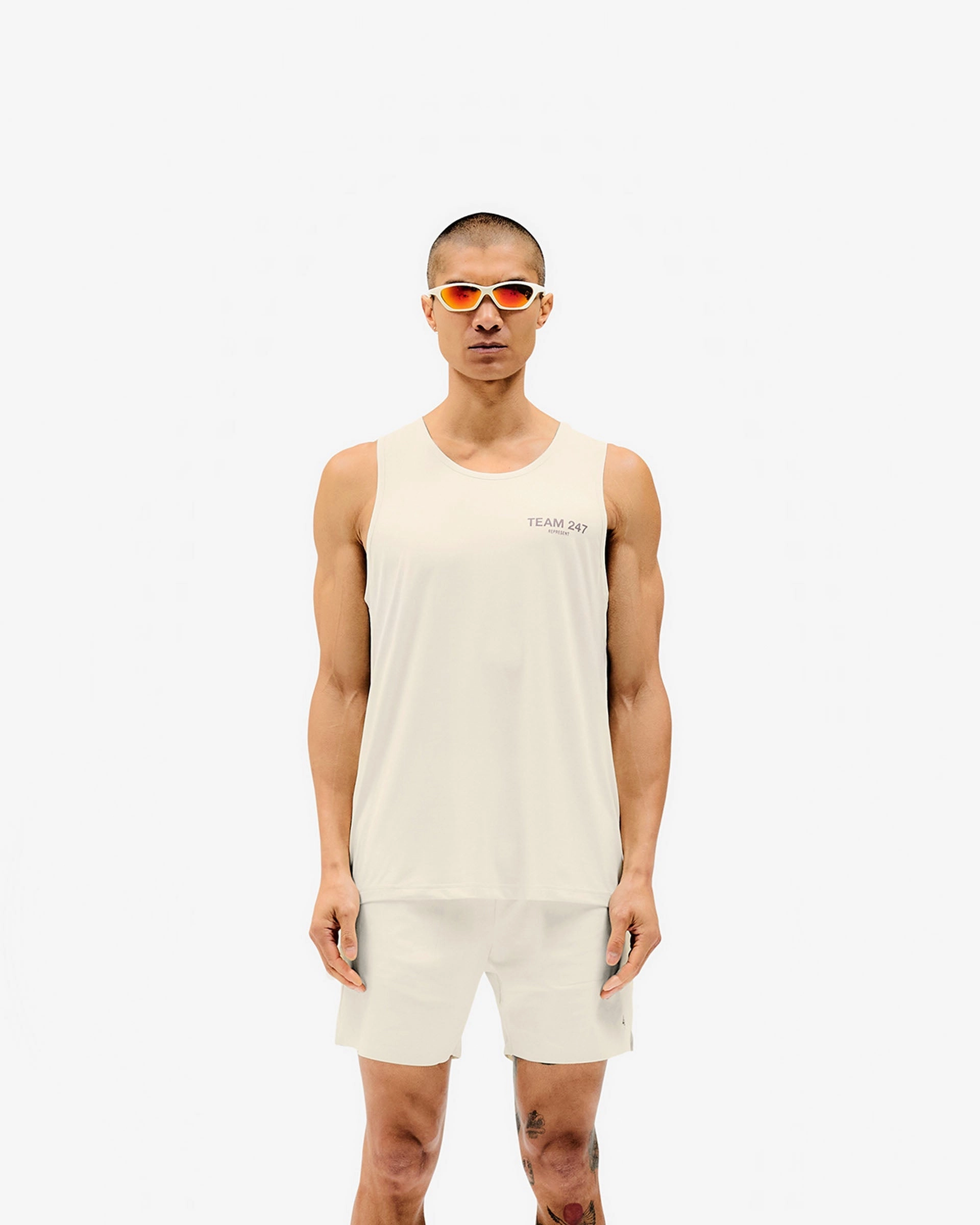 Team 247 Run Vest - Cream Tight Fit