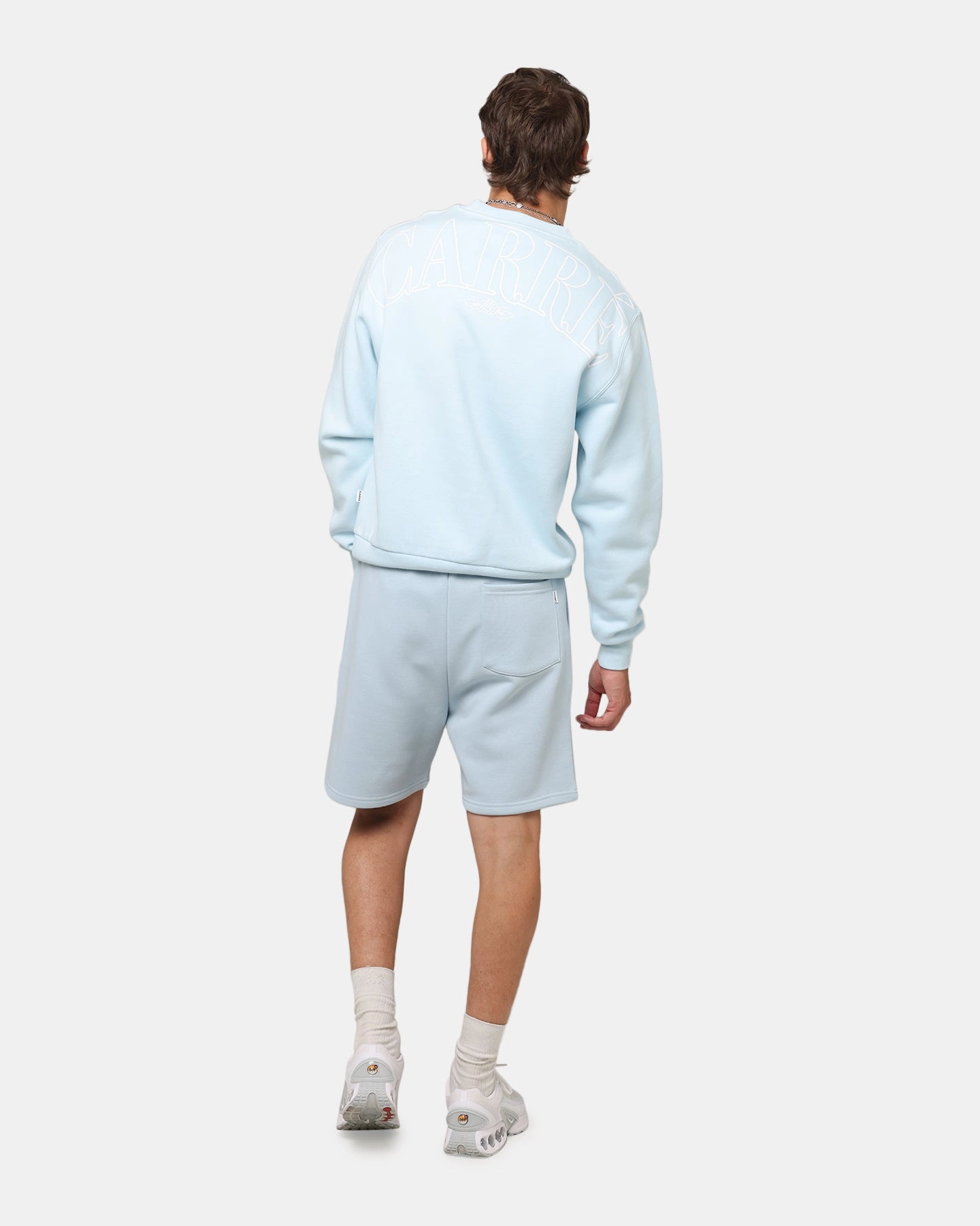 Weighted Hem Design Durable Hem Stitching Carre Bloom Crewneck Light Blue