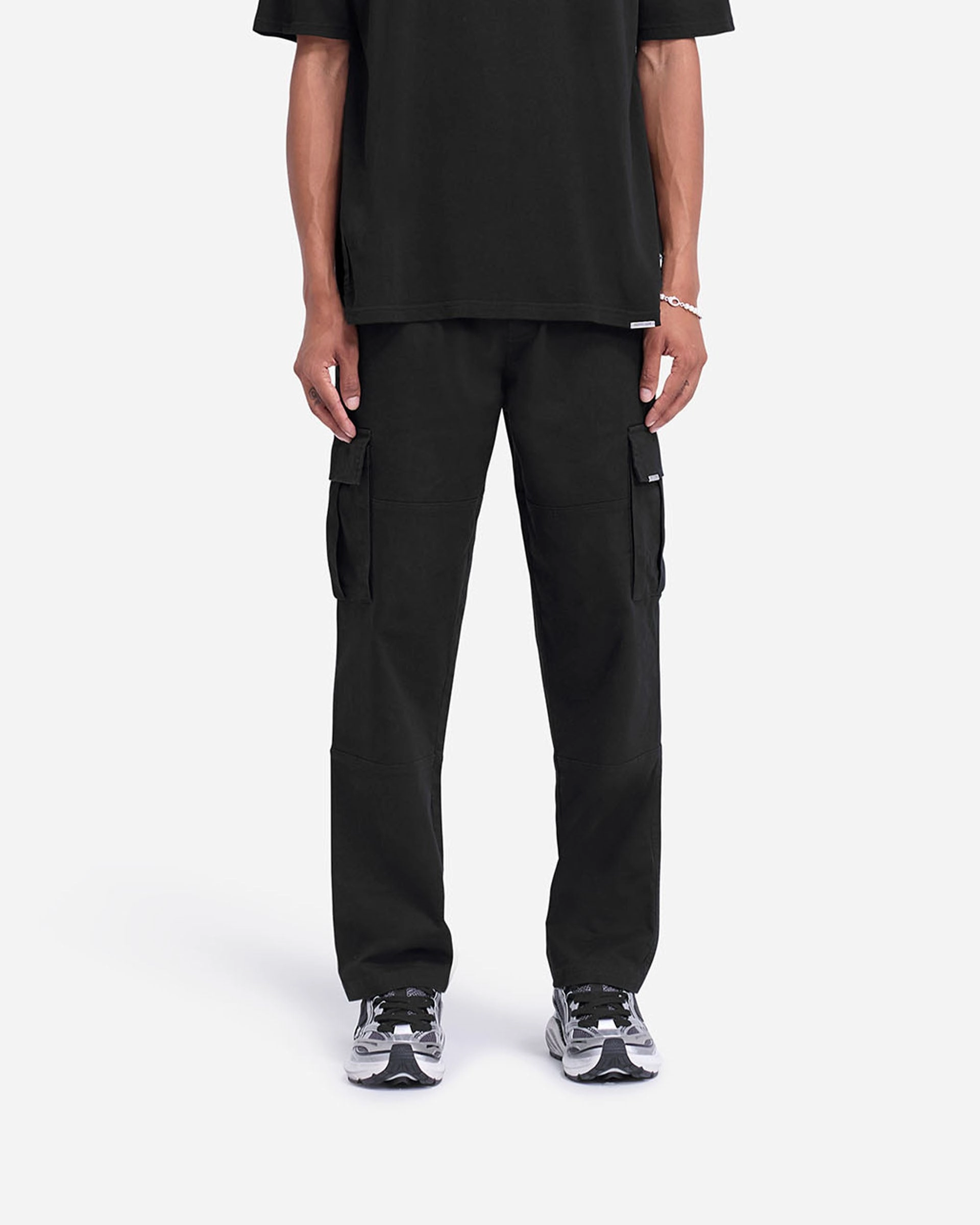 Cargo Pant - Black Rubberized Hem Stretch Waist