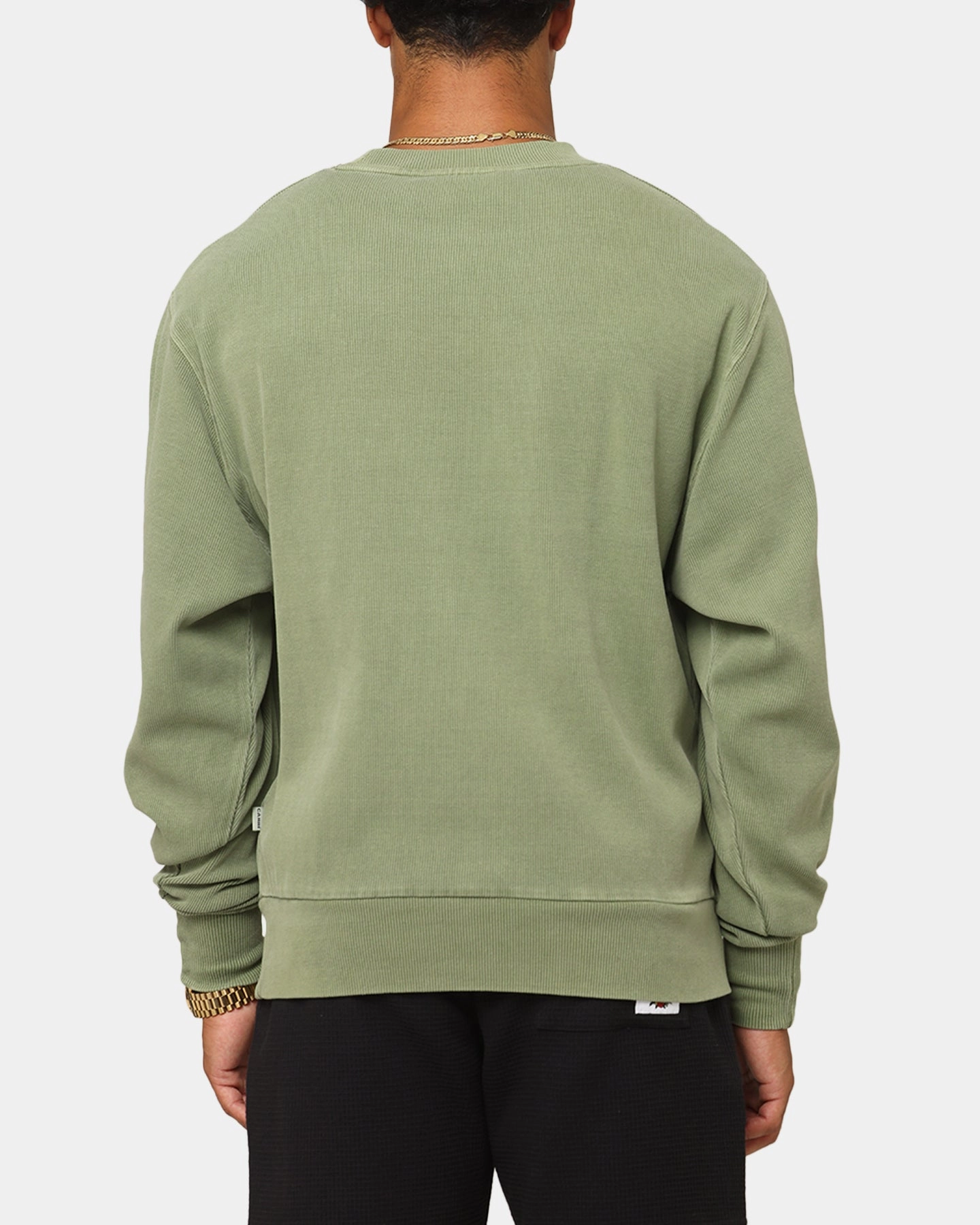 Carre Avenue Ribbed Crewneck Olive Oversized Silhouette Compression Gradient