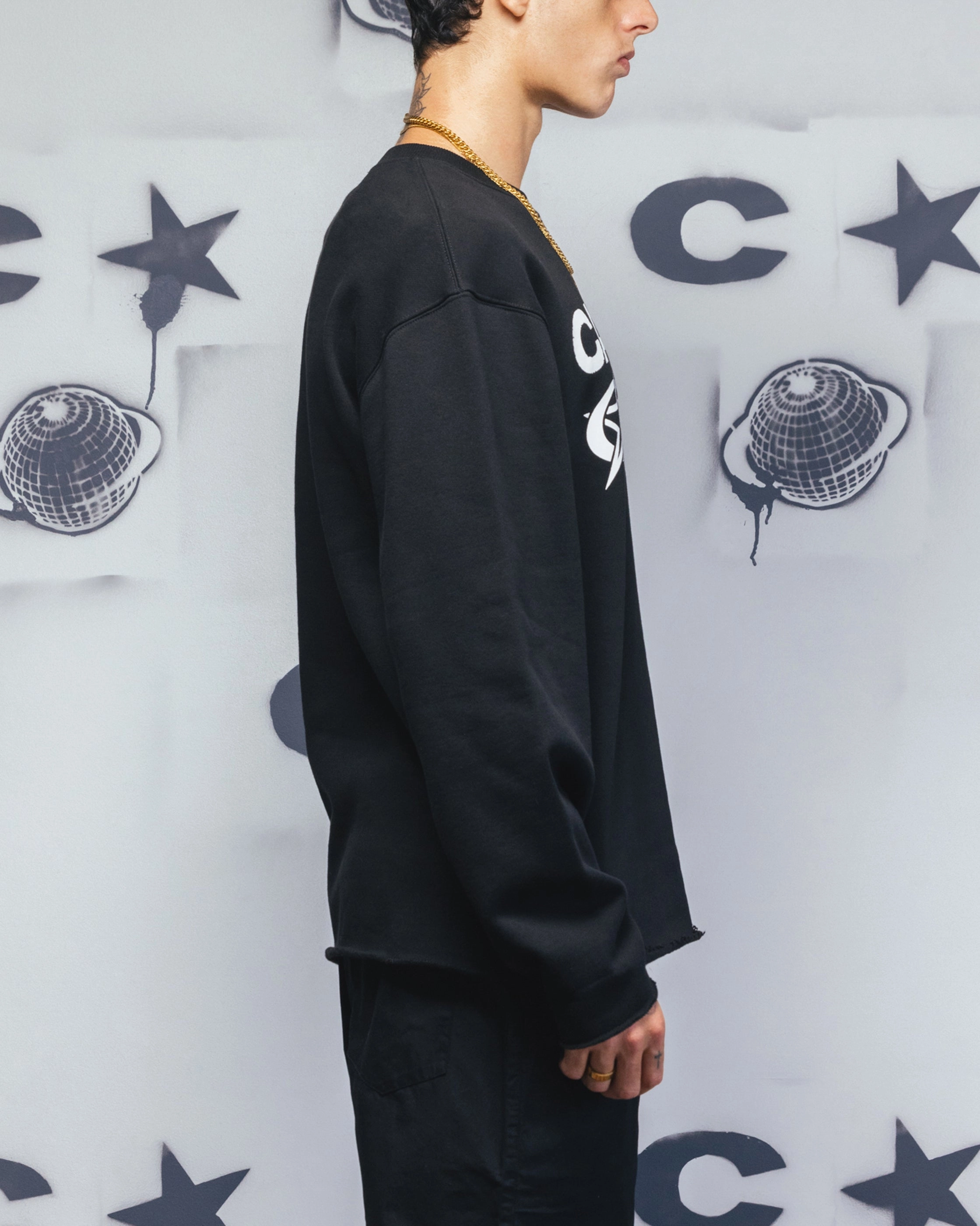 NonChafe Lining NonRestrictive Fit Carre Blackout Crewneck Black