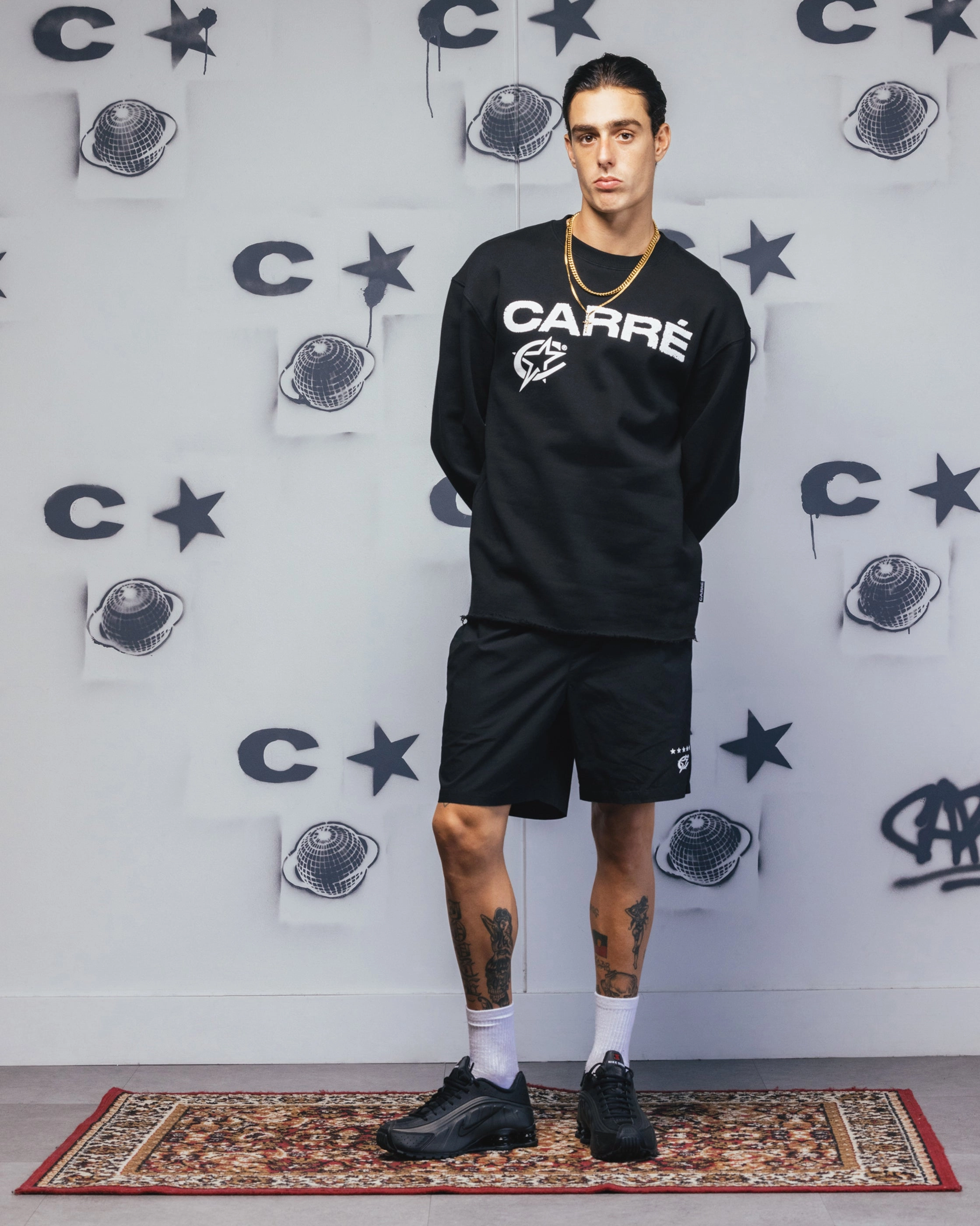 Carre Blackout Crewneck Black Soft Hoodie