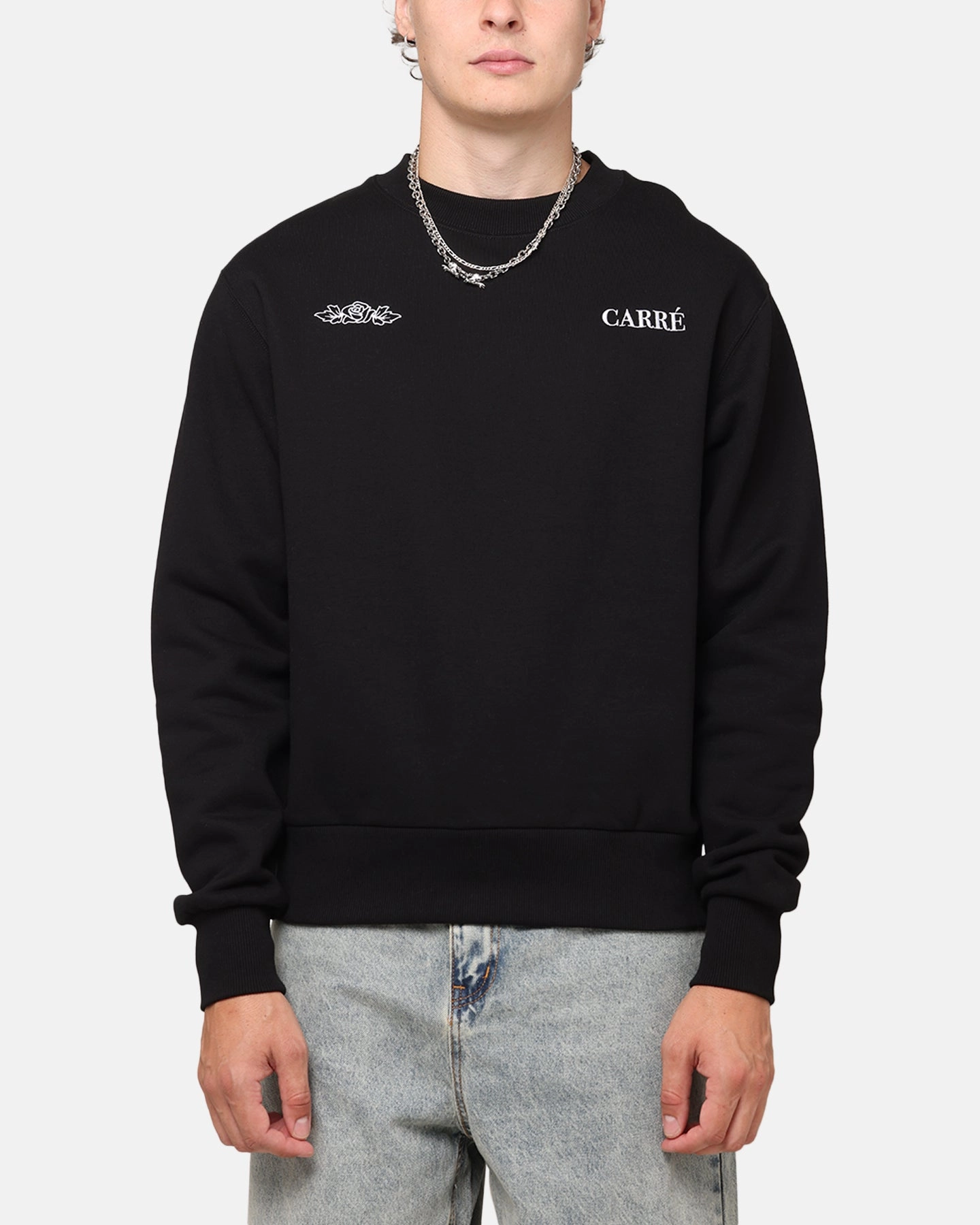 NonFade Dye Carre Bloom Crewneck Black