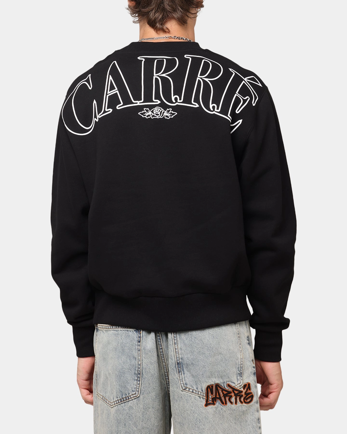 Comfortable Look TemperatureRegulating Material Carre Bloom Crewneck Black