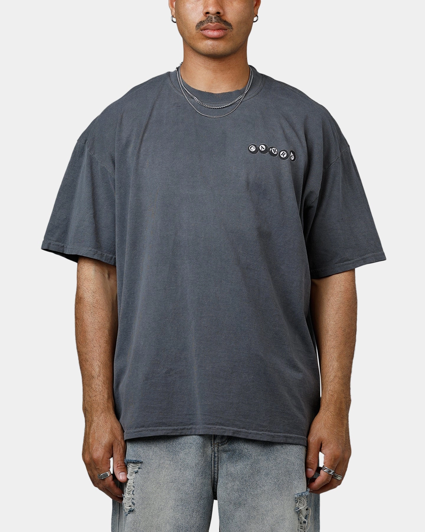 Casual Button-Down Carre Break T-Shirt Washed Charcoal