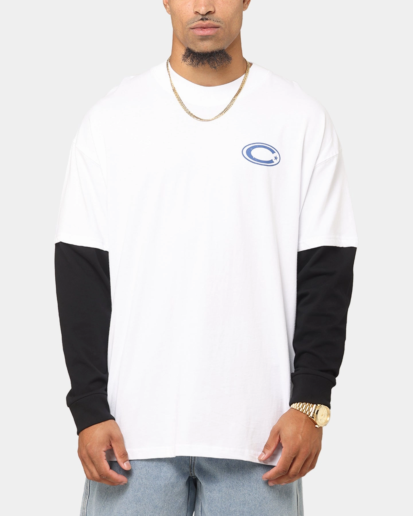 Carre C-Star Long Sleeve T-Shirt White/Black ReflectiveTrim Tailored Seams